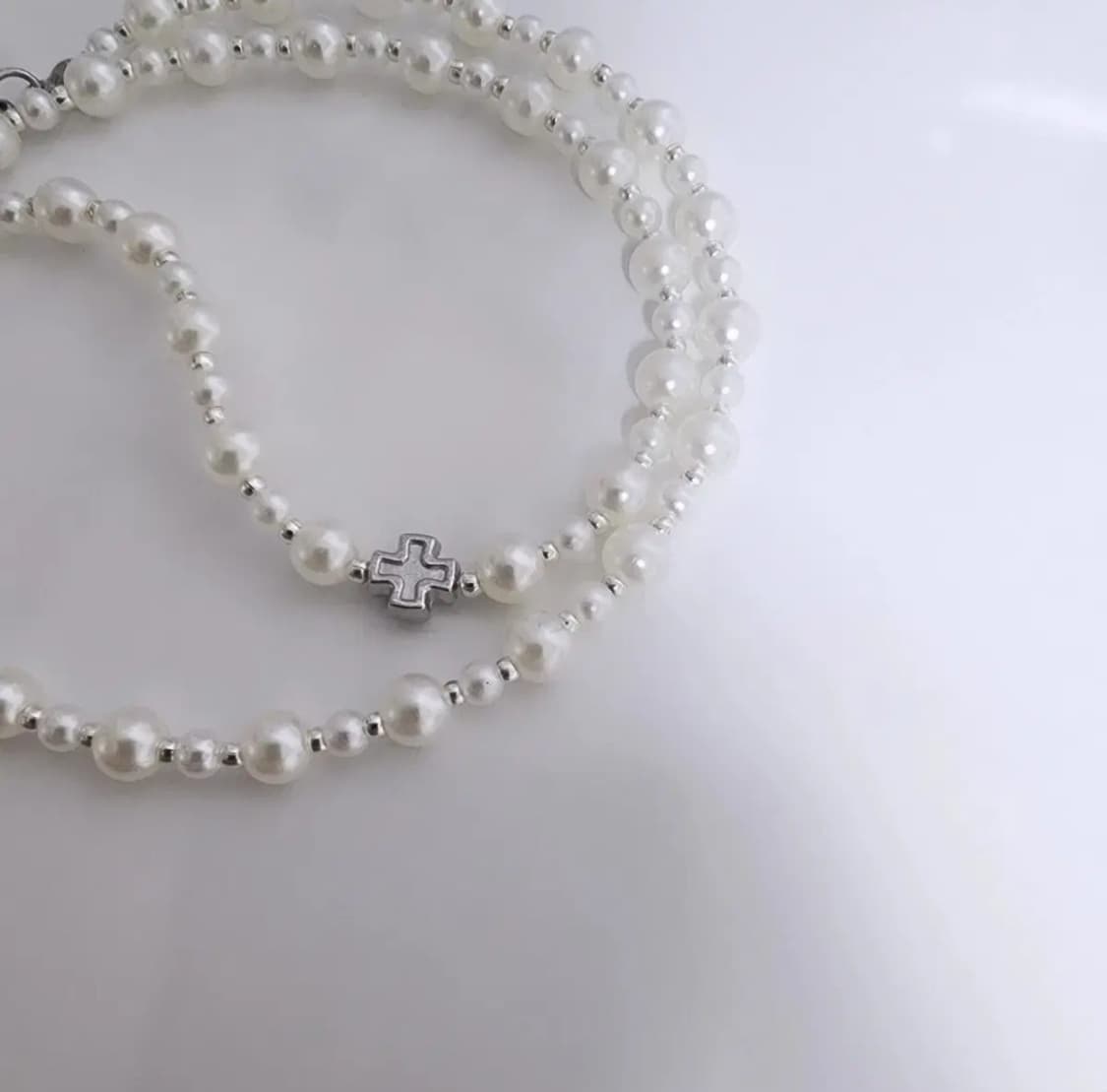 진주 십자가 비즈 목걸이🤍 상품이미지2