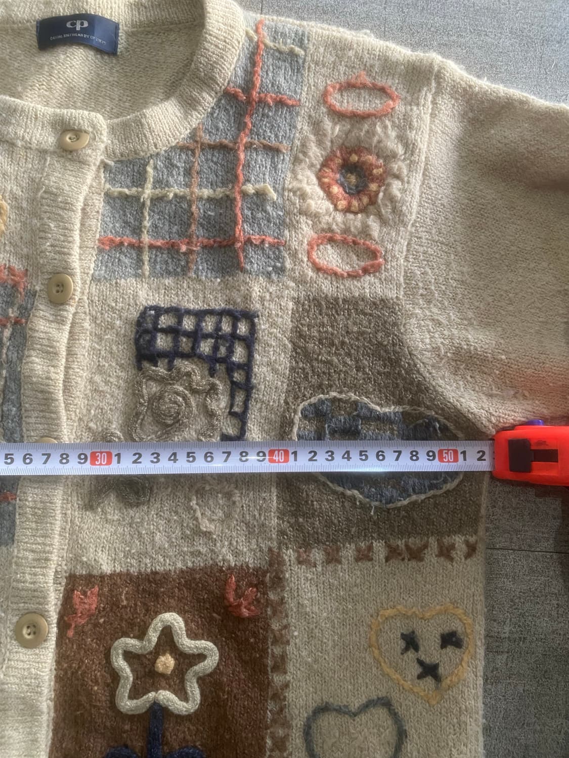 일본빈티지 Cptokyo 하구미모리걸 할메카지너드남 패턴 니트가디건 상품이미지2