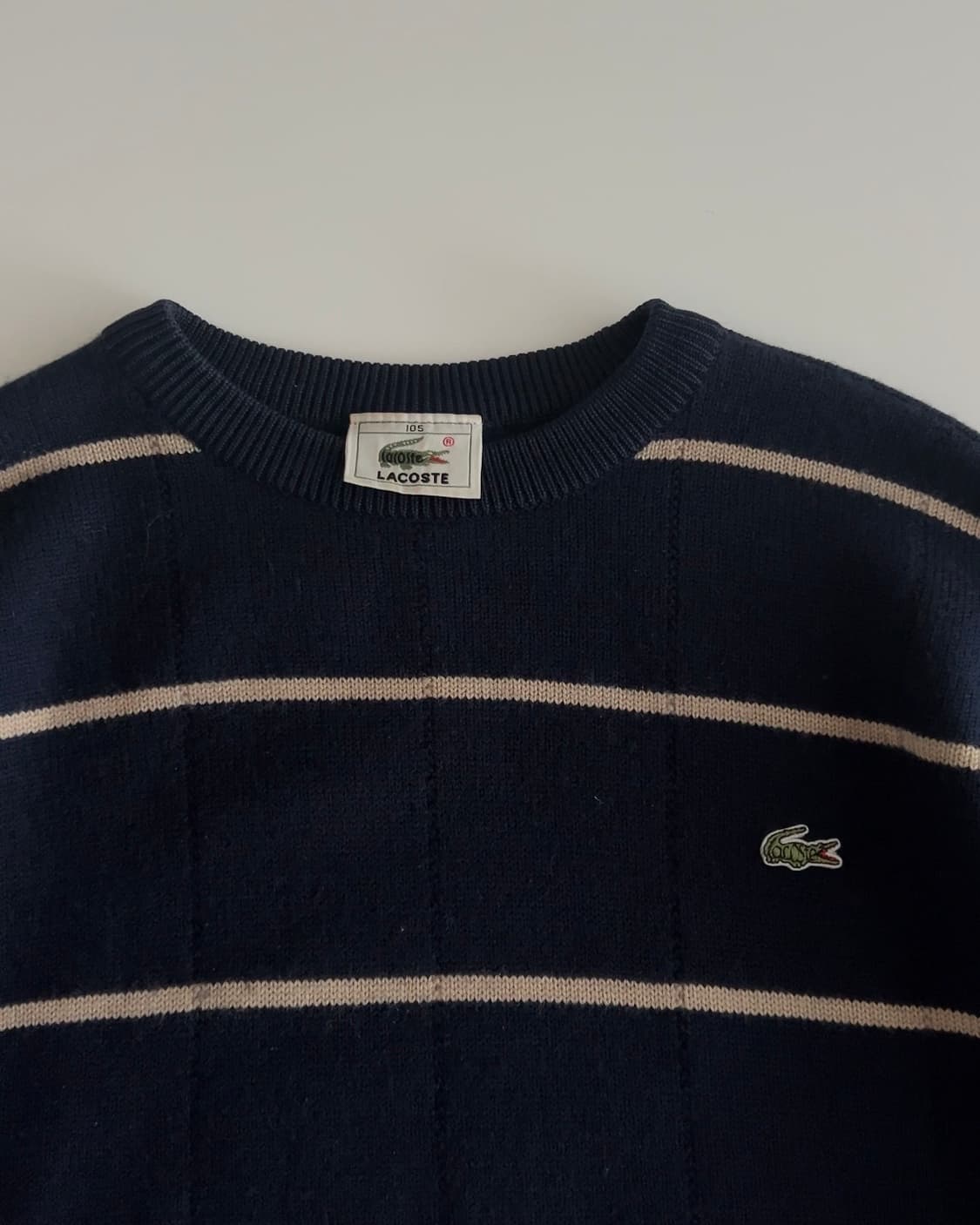 라코스테 단가라 라운드넥 니트 105 상품이미지3