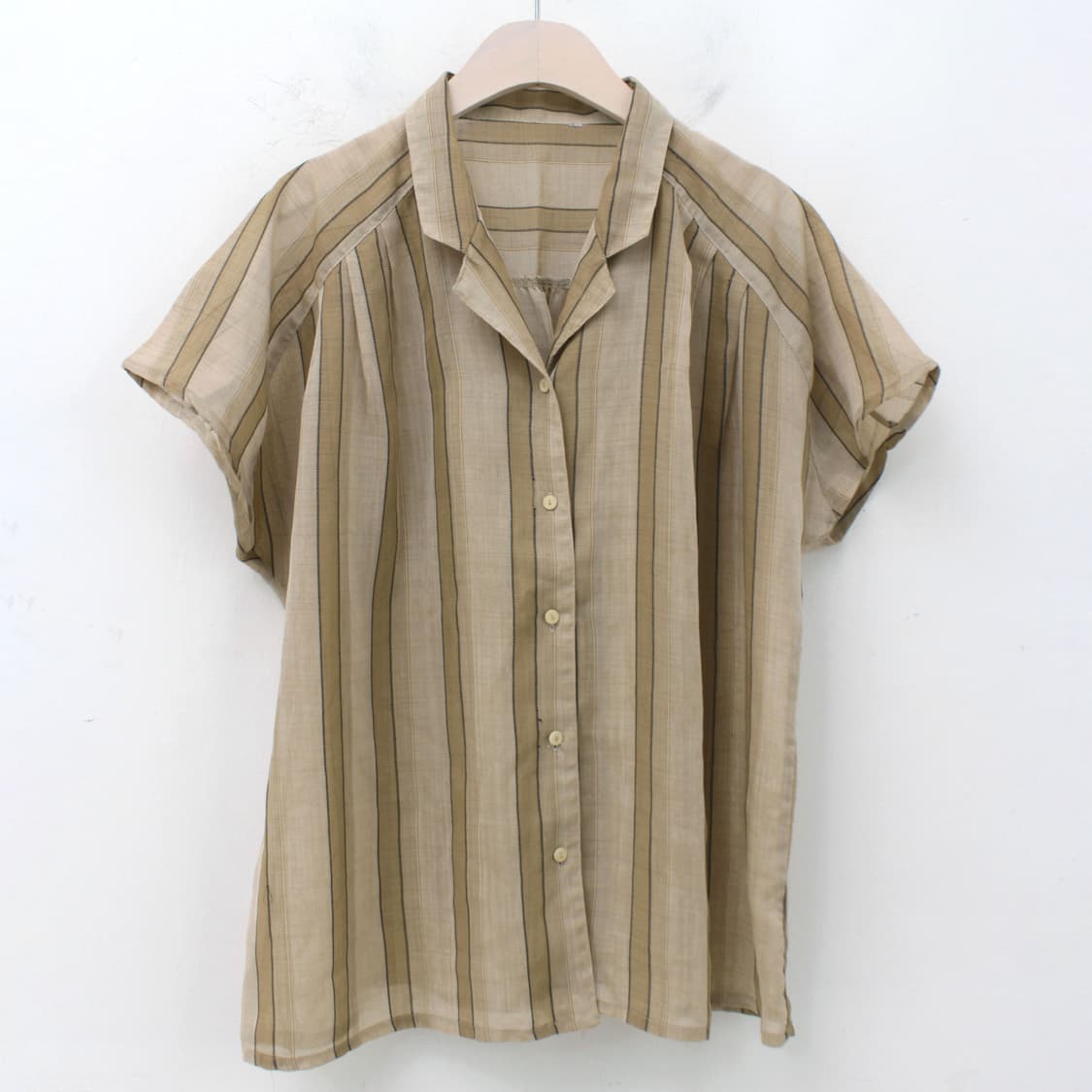 일본 빈티지 스트라이프 시스루 여름 셔츠 블라우스 상품이미지1