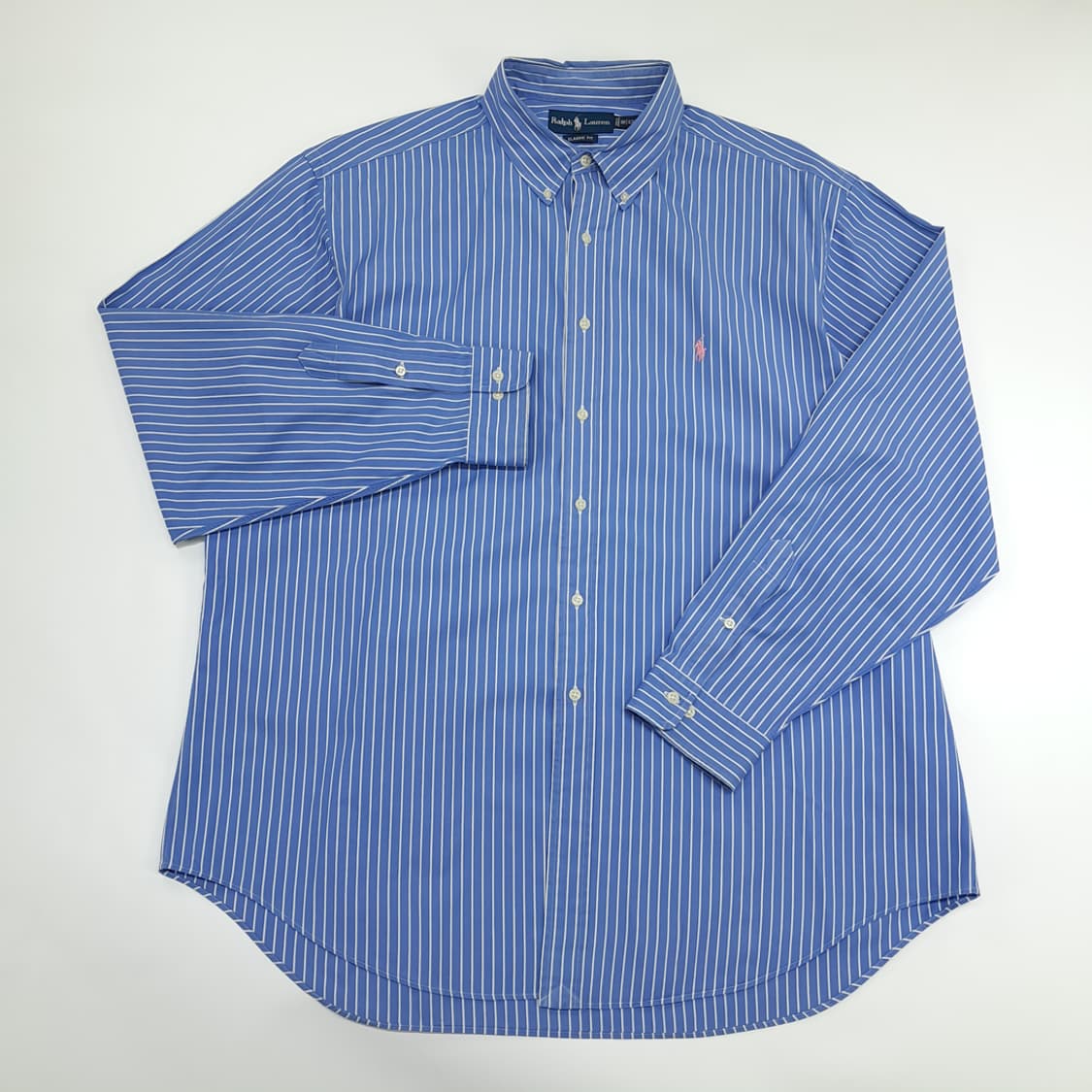 CN478 2XL 폴로 랄프로렌 블루 스트라이프 긴팔 셔츠 남방 상품이미지2