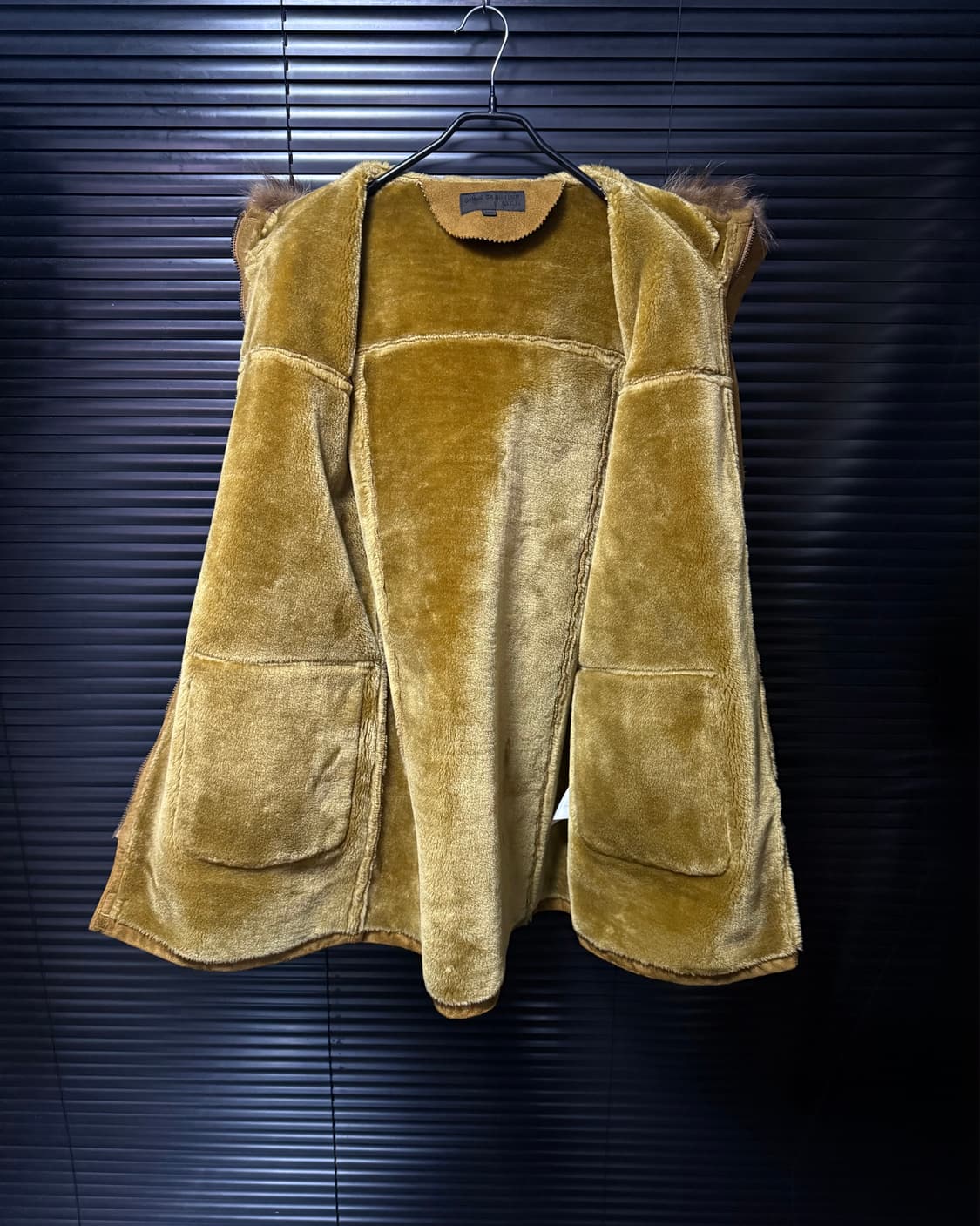 COMME CA NO TURN MEN 후드 후디 털 롱 무스탕 카멜 코트 상품이미지6