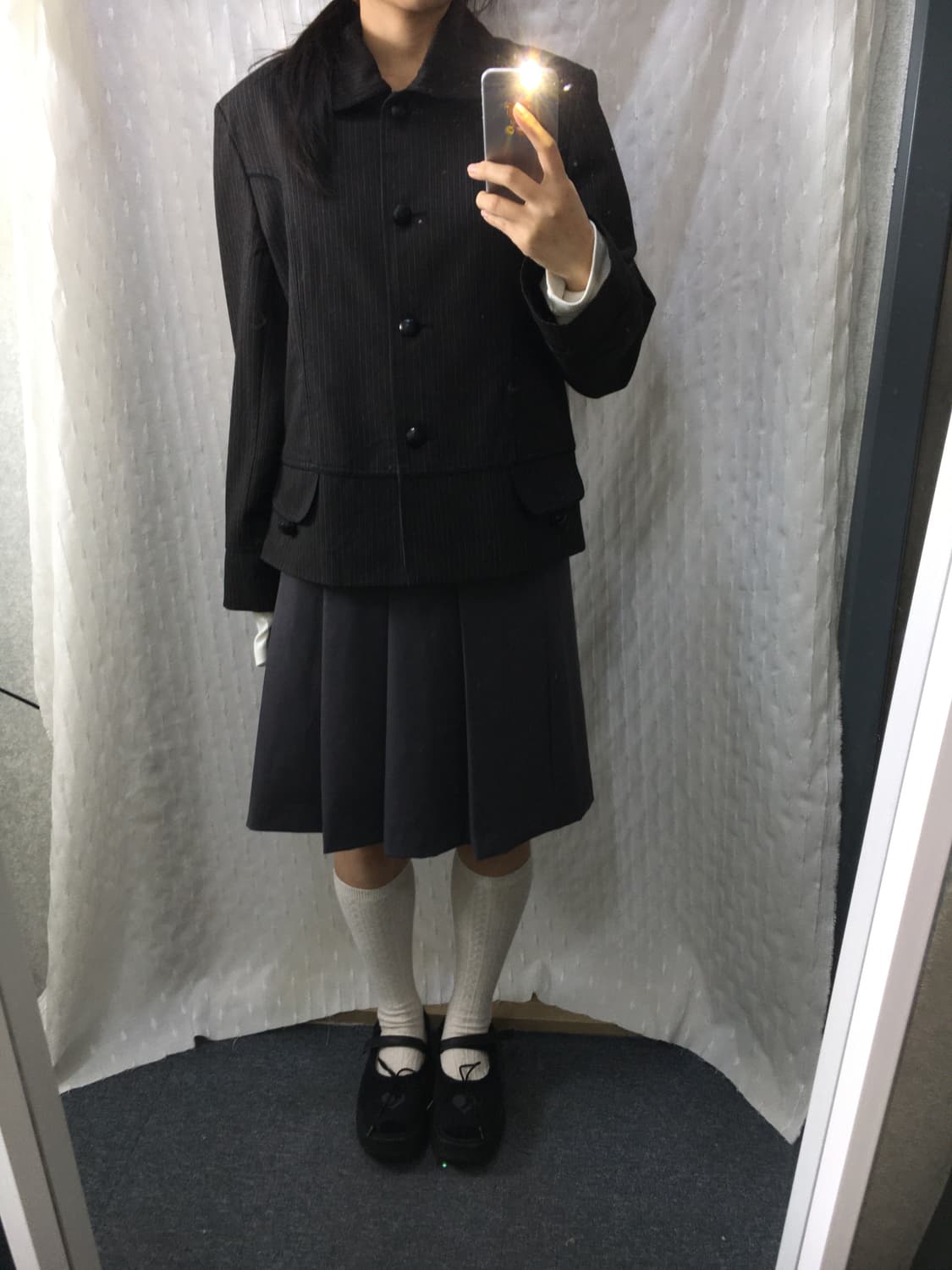 블랙-와인 스트라이프 숏 자켓 상품이미지3