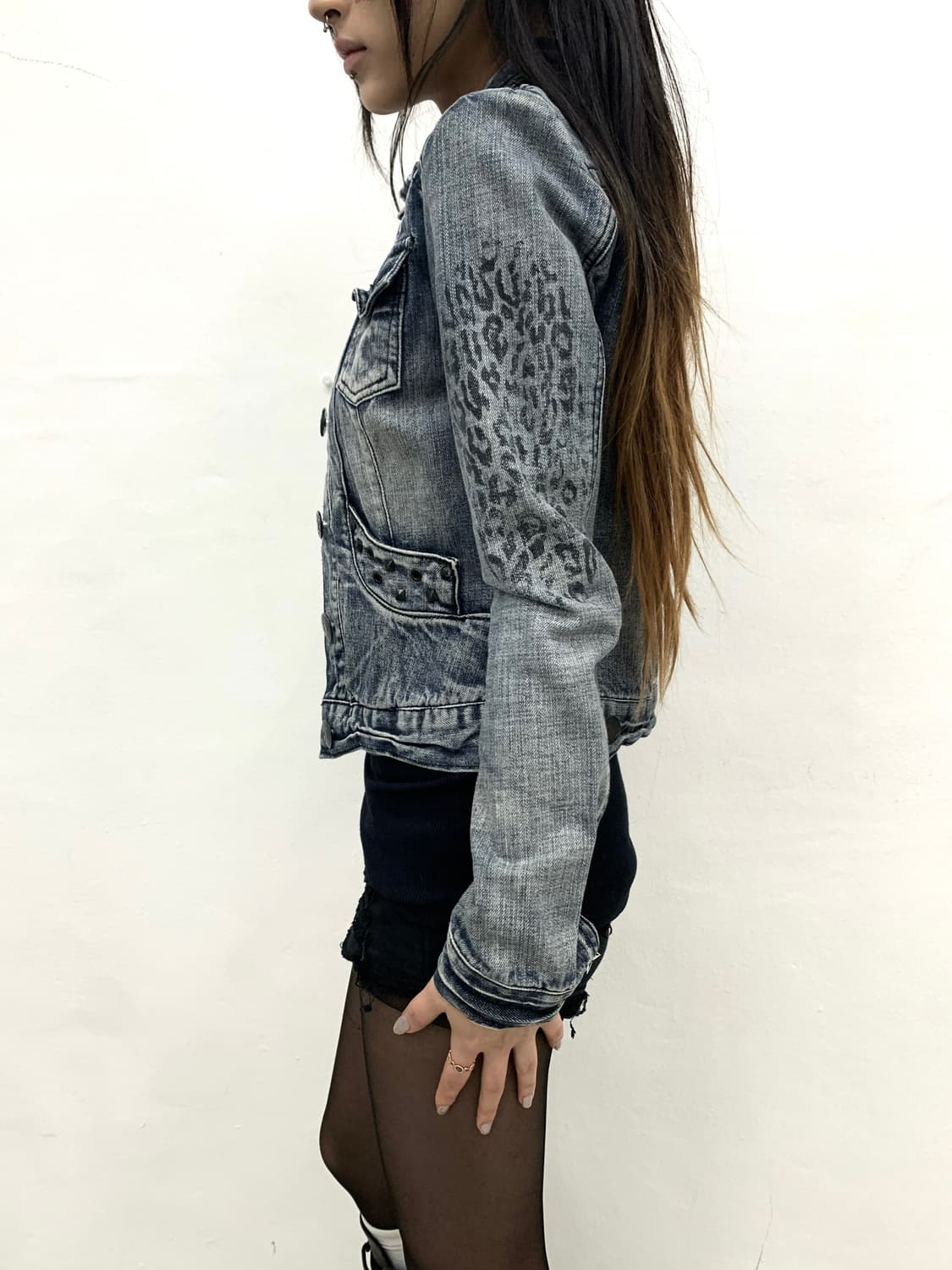 Leopard stud detail denim  상품이미지3