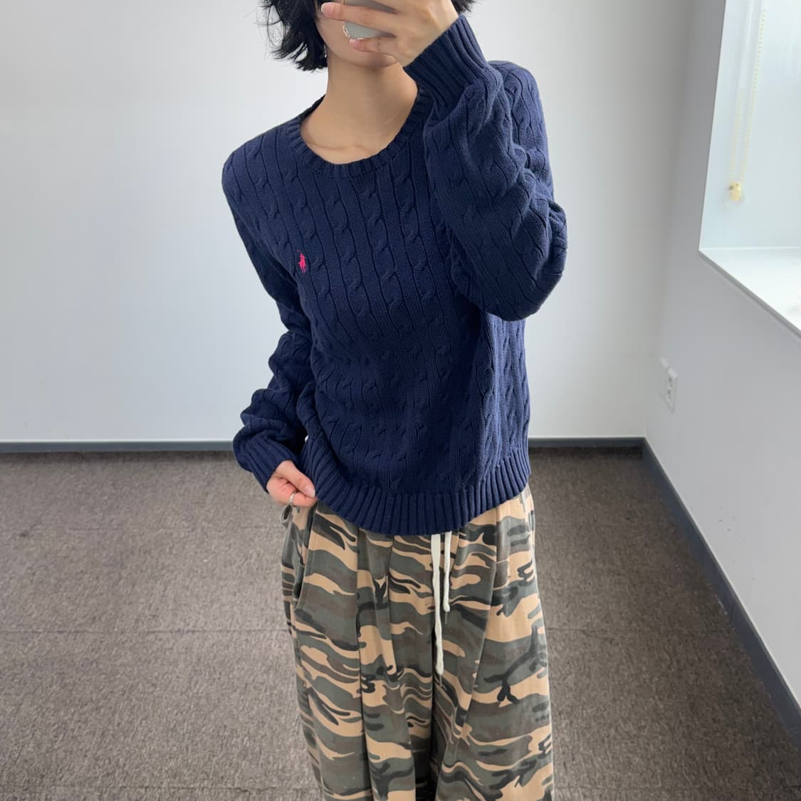 Polo 폴로 핑크포니 네이비 케이블 니트 상품이미지2