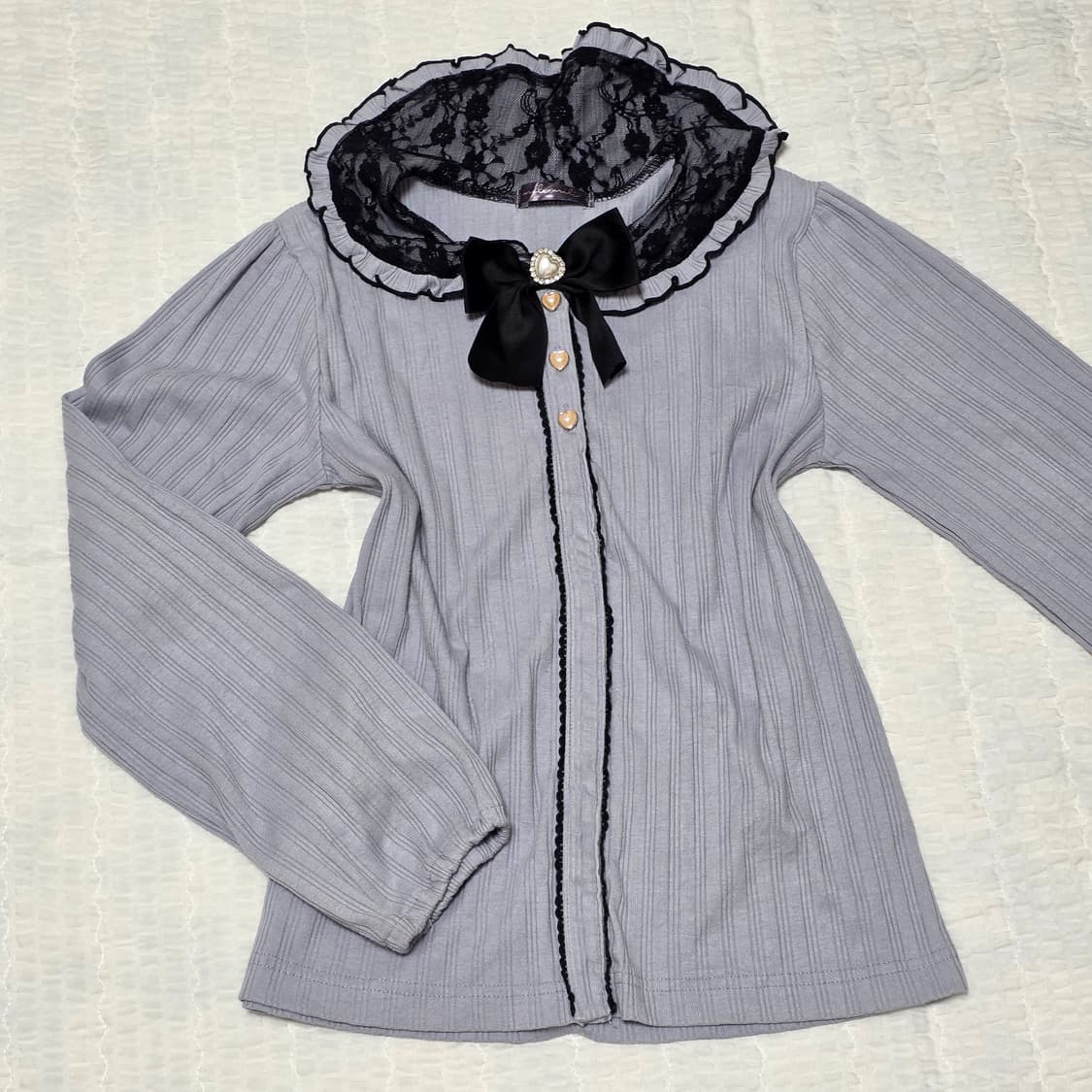 블랙하트지뢰계st 리본 니트블라우스 상품이미지2