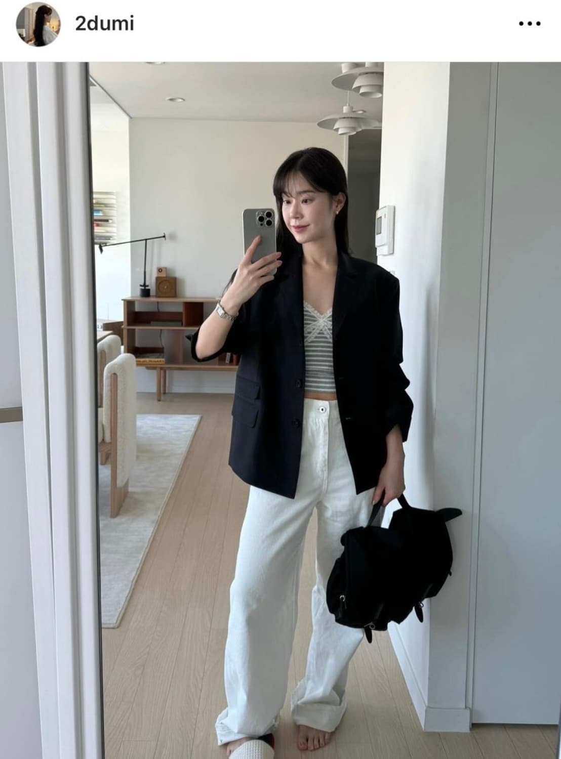 헤더먼트 스트라이프 더블 레이스 캐미솔 상품이미지2