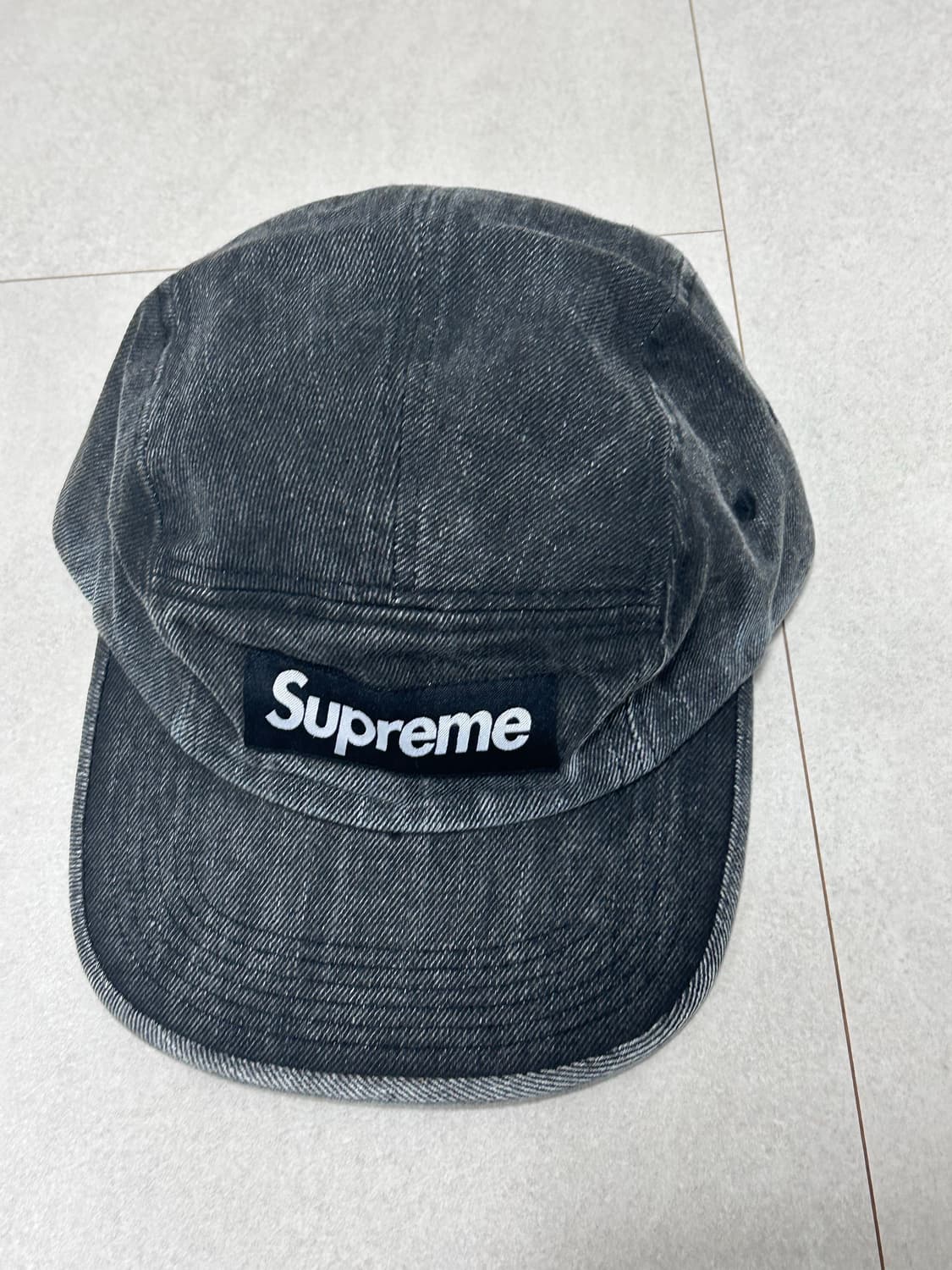 슈프림 24SS 박스로고 모자 데님 캠프캡 블랙 상품이미지1