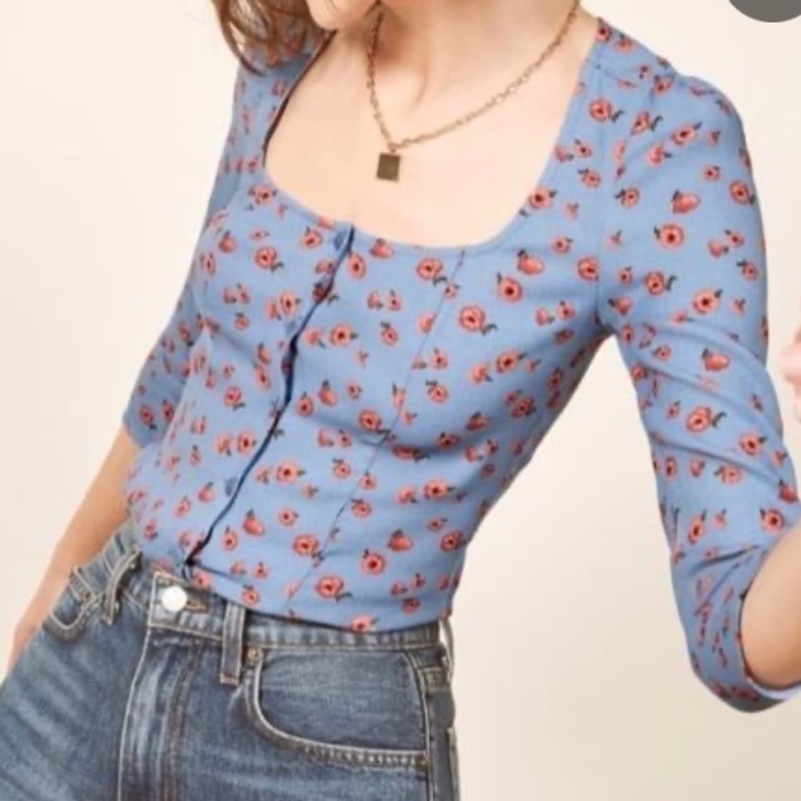 리포메이션 조르자 스퀘어 넥 블라우스 구해요 상품이미지1