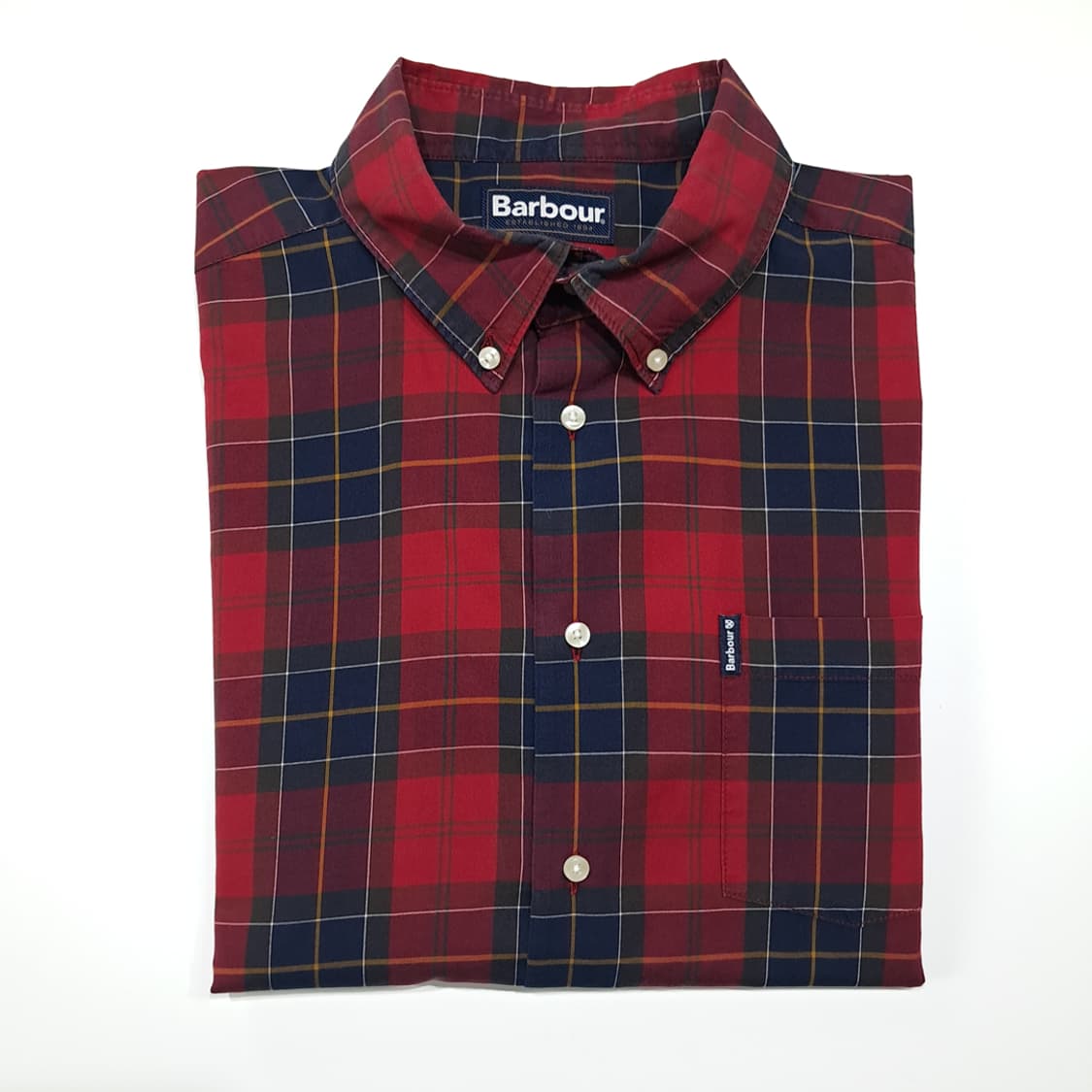CL373 L 바버 코튼 버튼다운 테일러드핏 레드 셔츠 남방 상품이미지8