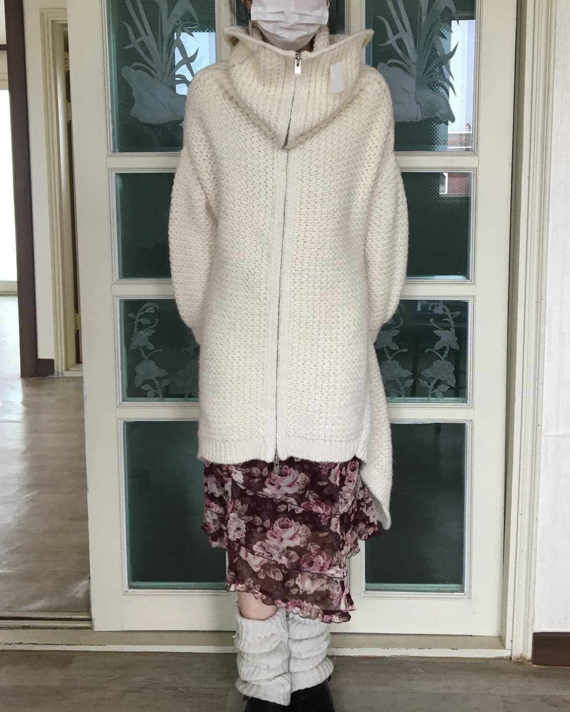 Heavy wool high neck unbalanced knit zip 상품이미지10