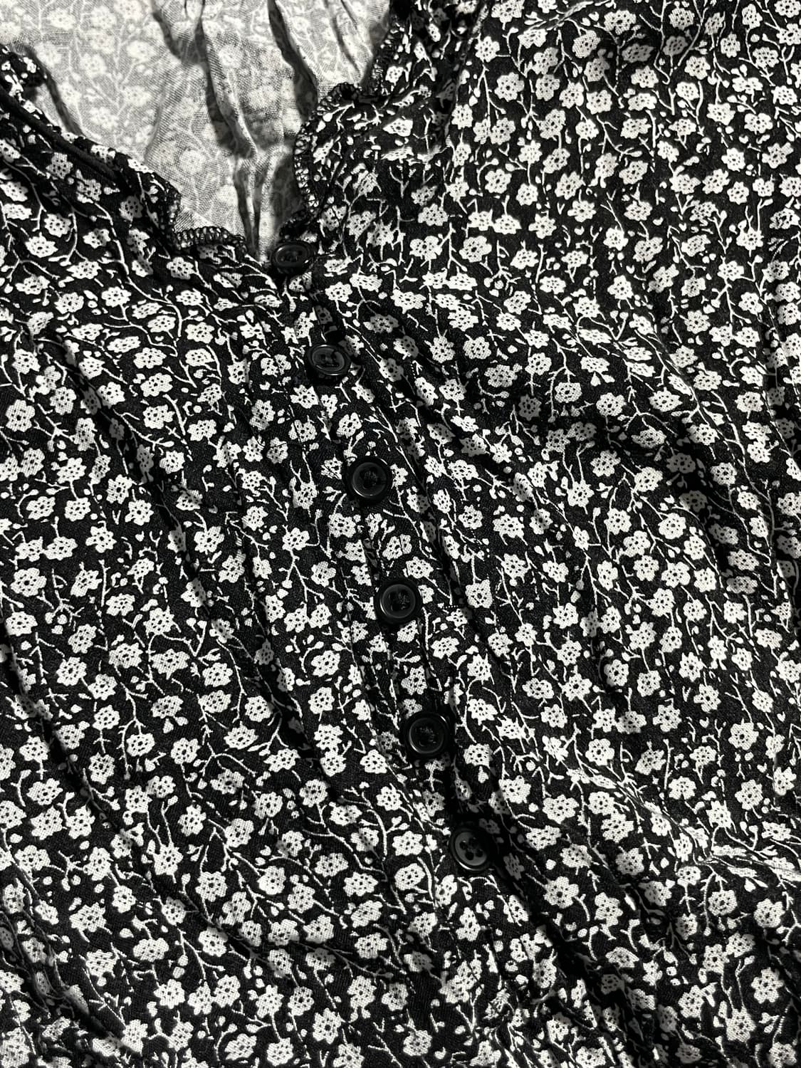 JP vintage flowery black onepiece 상품이미지2