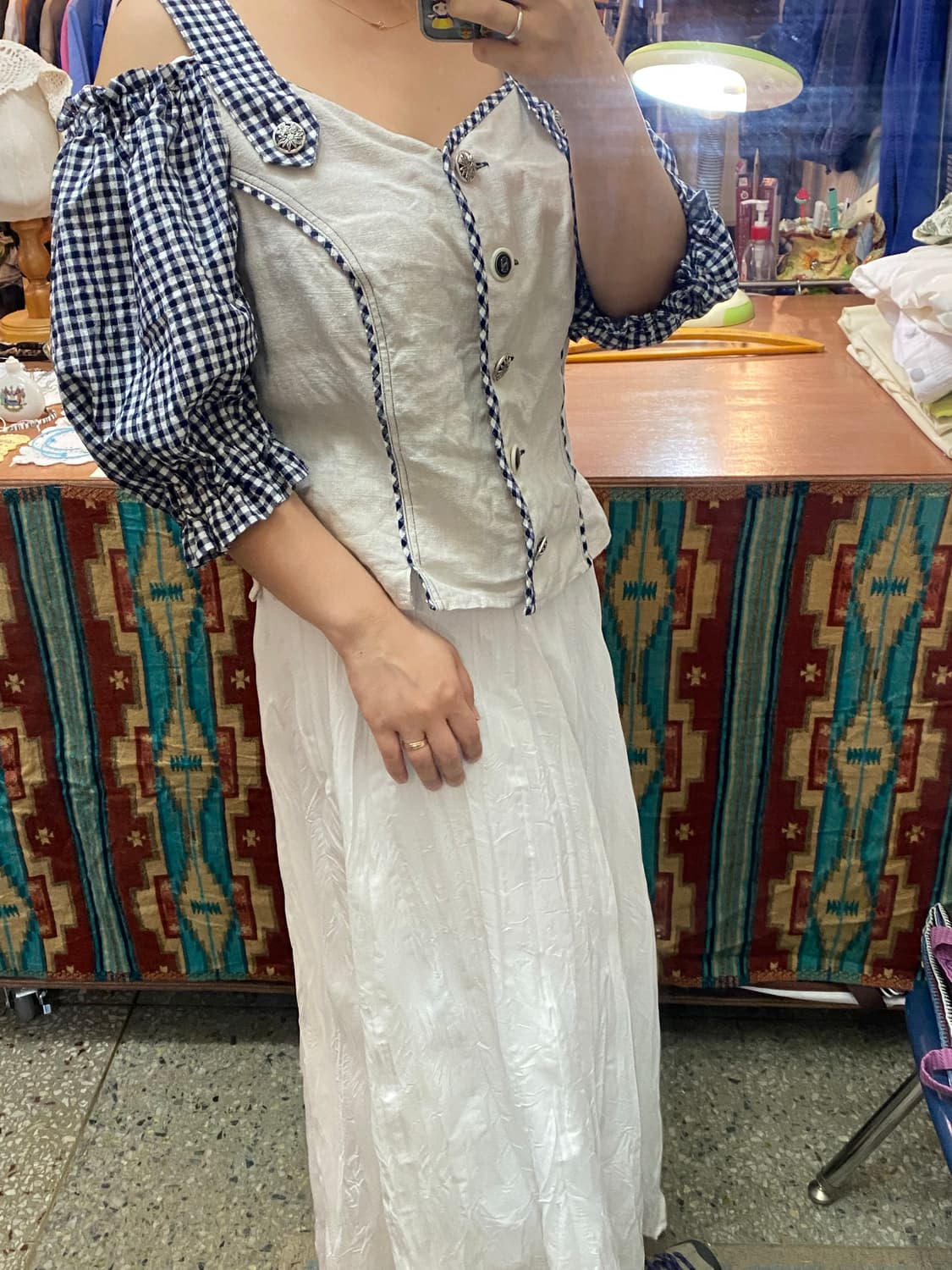 티롤 유럽빈티지 체크린넨 상품이미지1