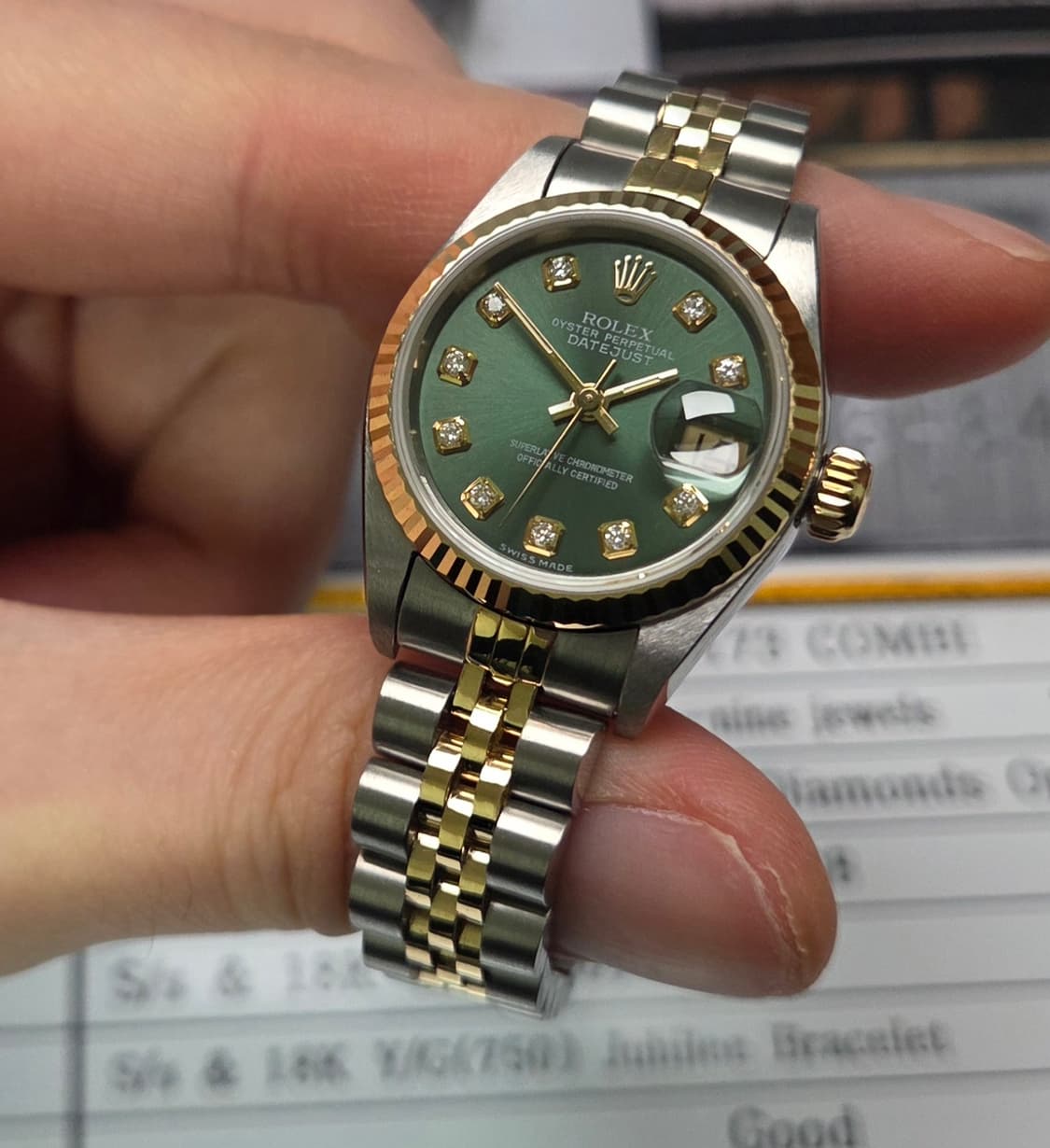 롤렉스 데이저스트 69173 18k콤비 올리브그린 10P다이아 쥬빌리줄  상품이미지4