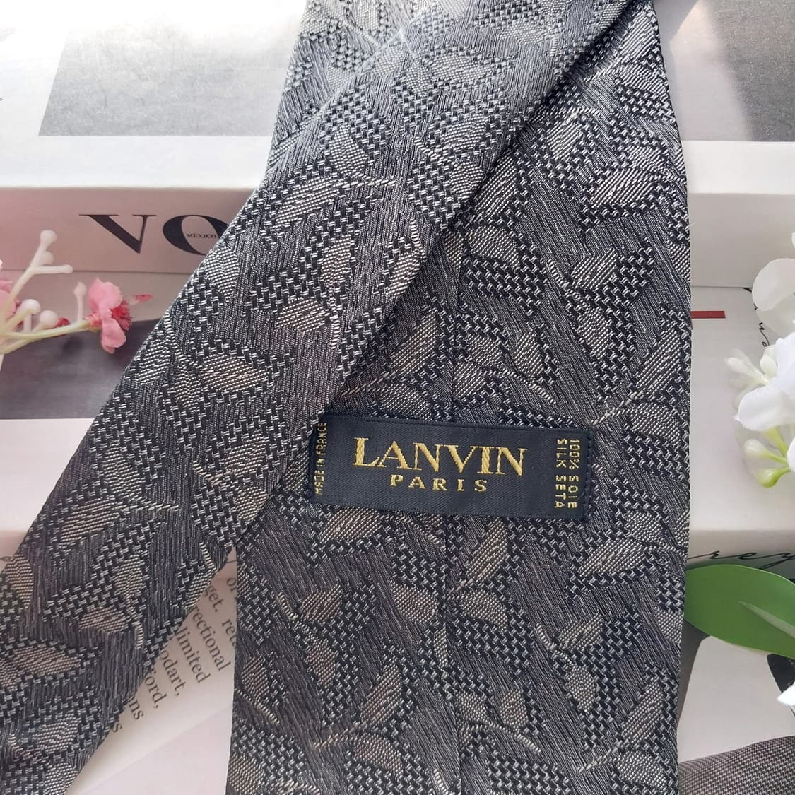 랑방 실크 자카드 나뭇잎 패턴 넥타이 9.5cm A+등급 K1722
 상품이미지8