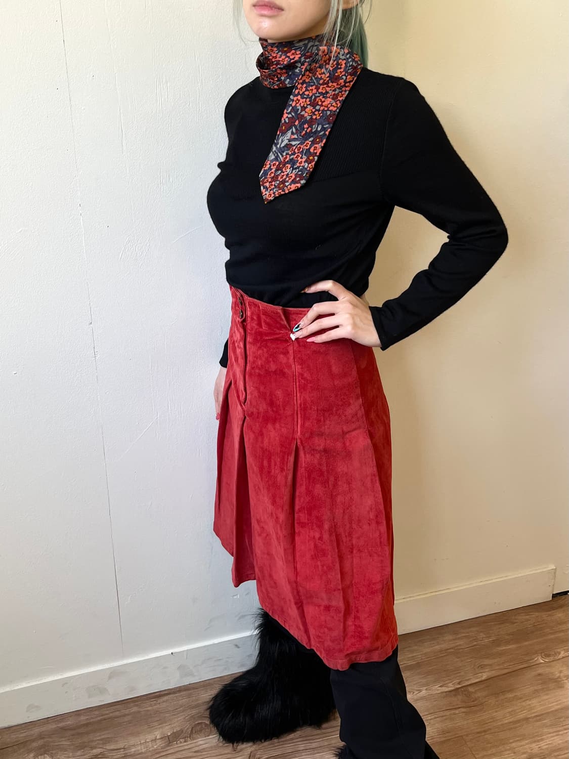 A/T 피그 스킨 핀턱 스커트 상품이미지5