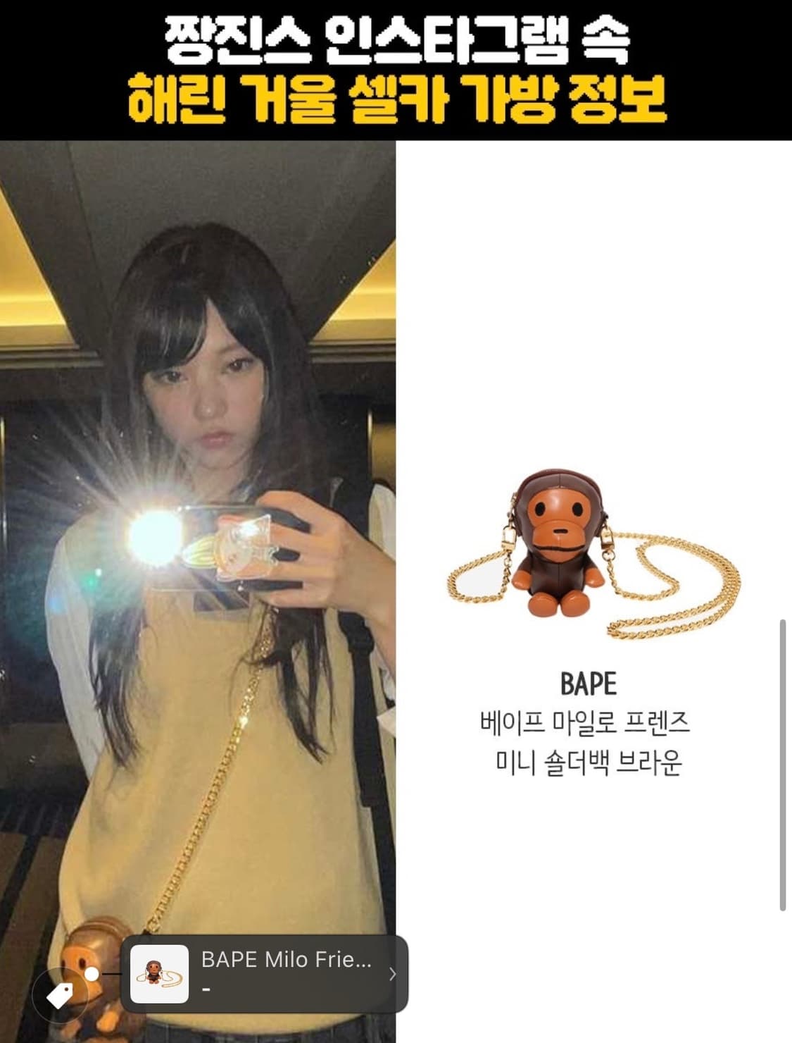 베이프 마일로 프렌즈 미니 숄더백 브라운 상품이미지3