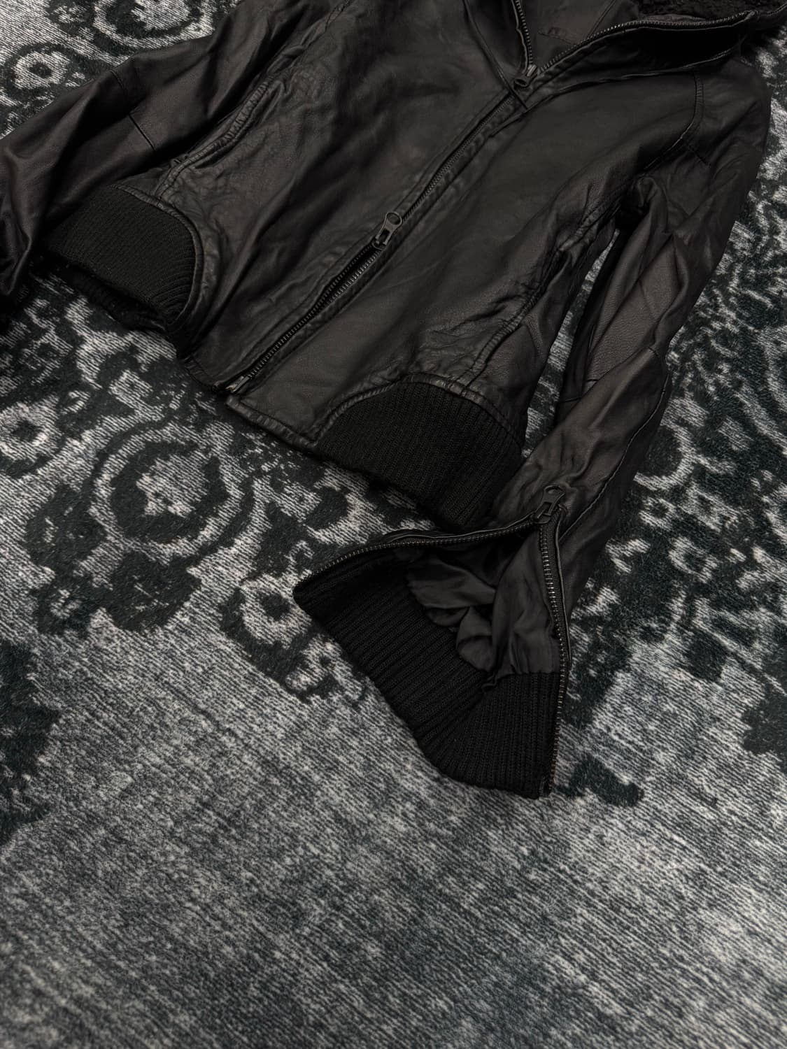 Lhp crop lamb skin hood jacket 상품이미지5