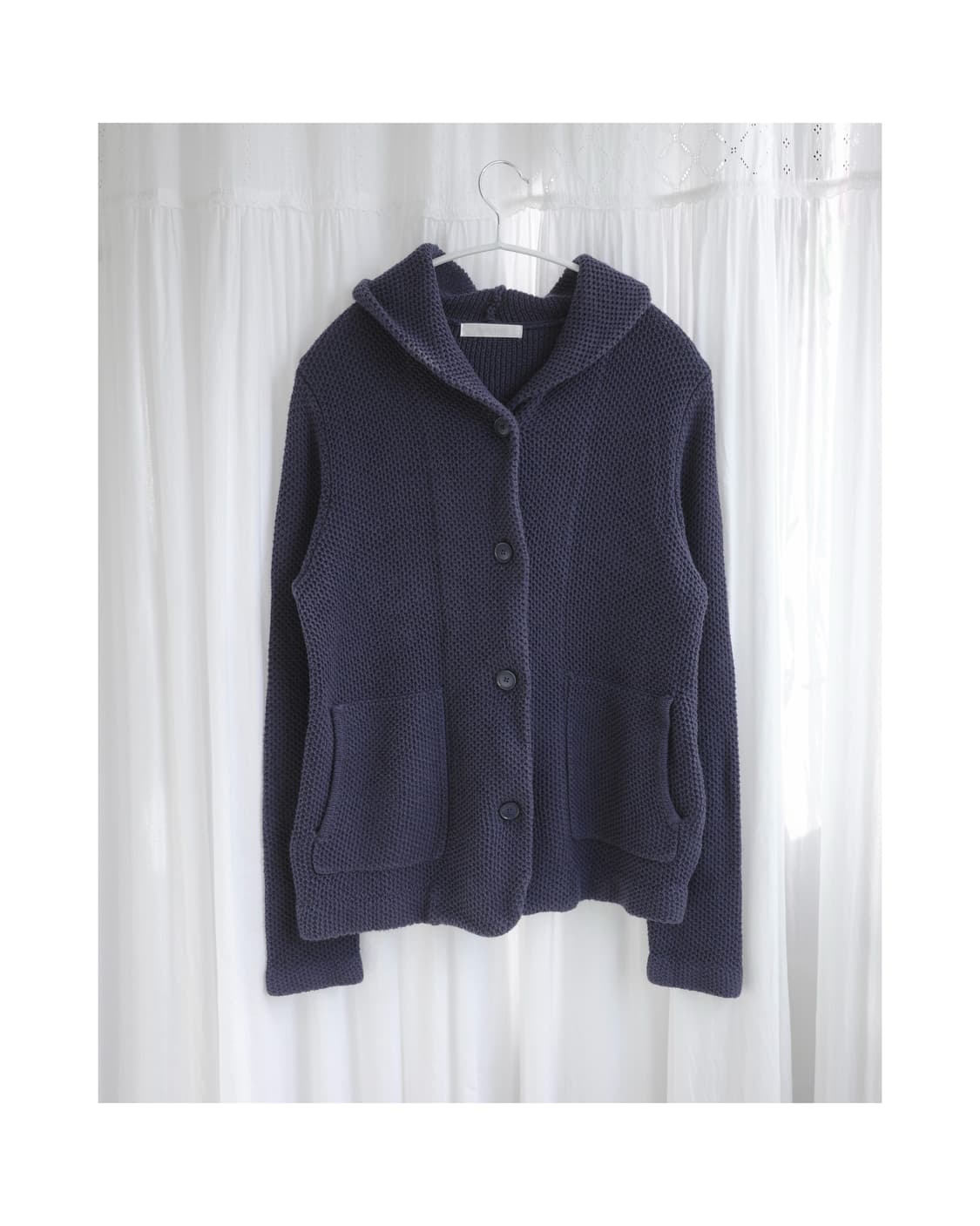 Navy waffle cardigan 상품이미지1