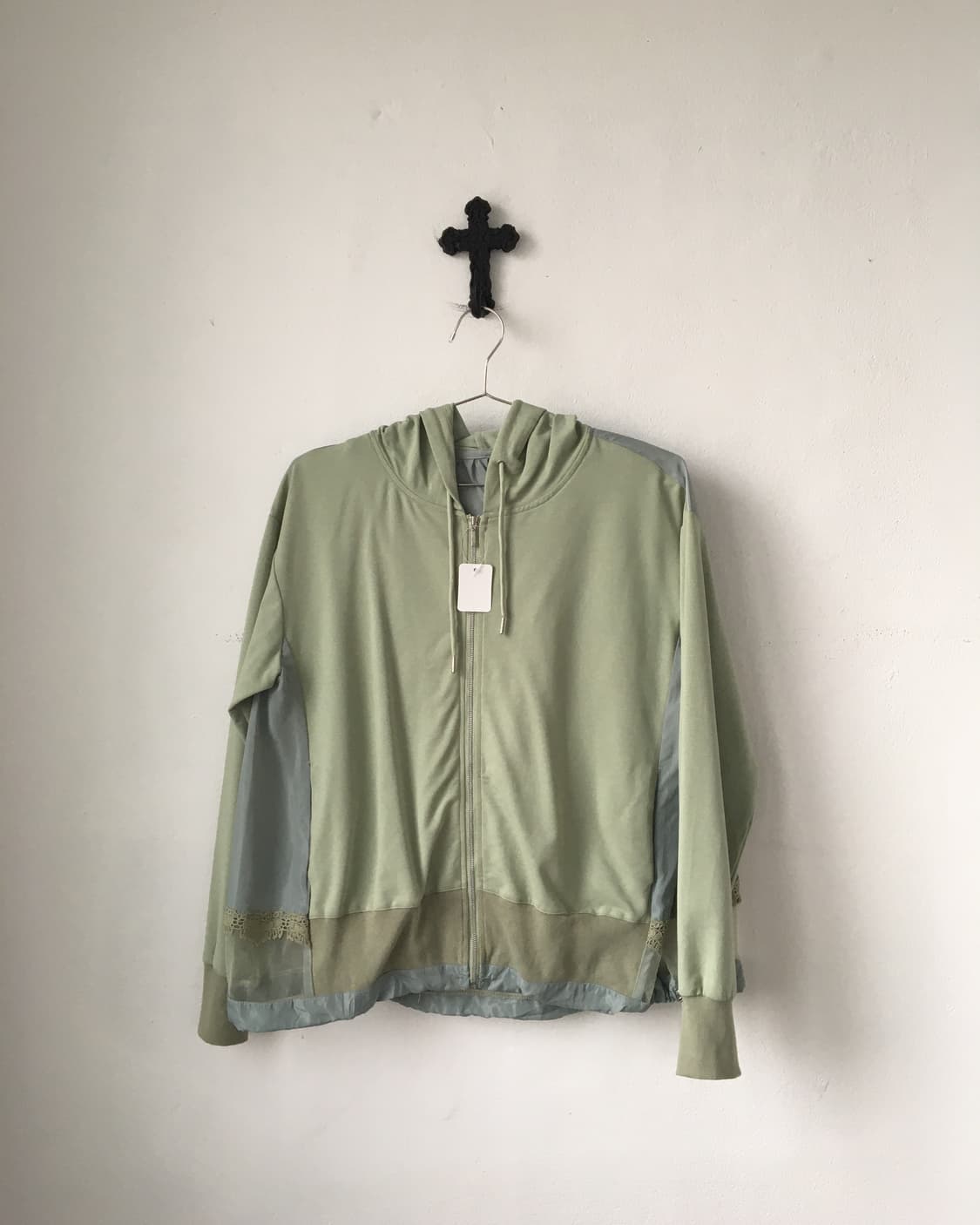 Lace trimming hood zip up 상품이미지1