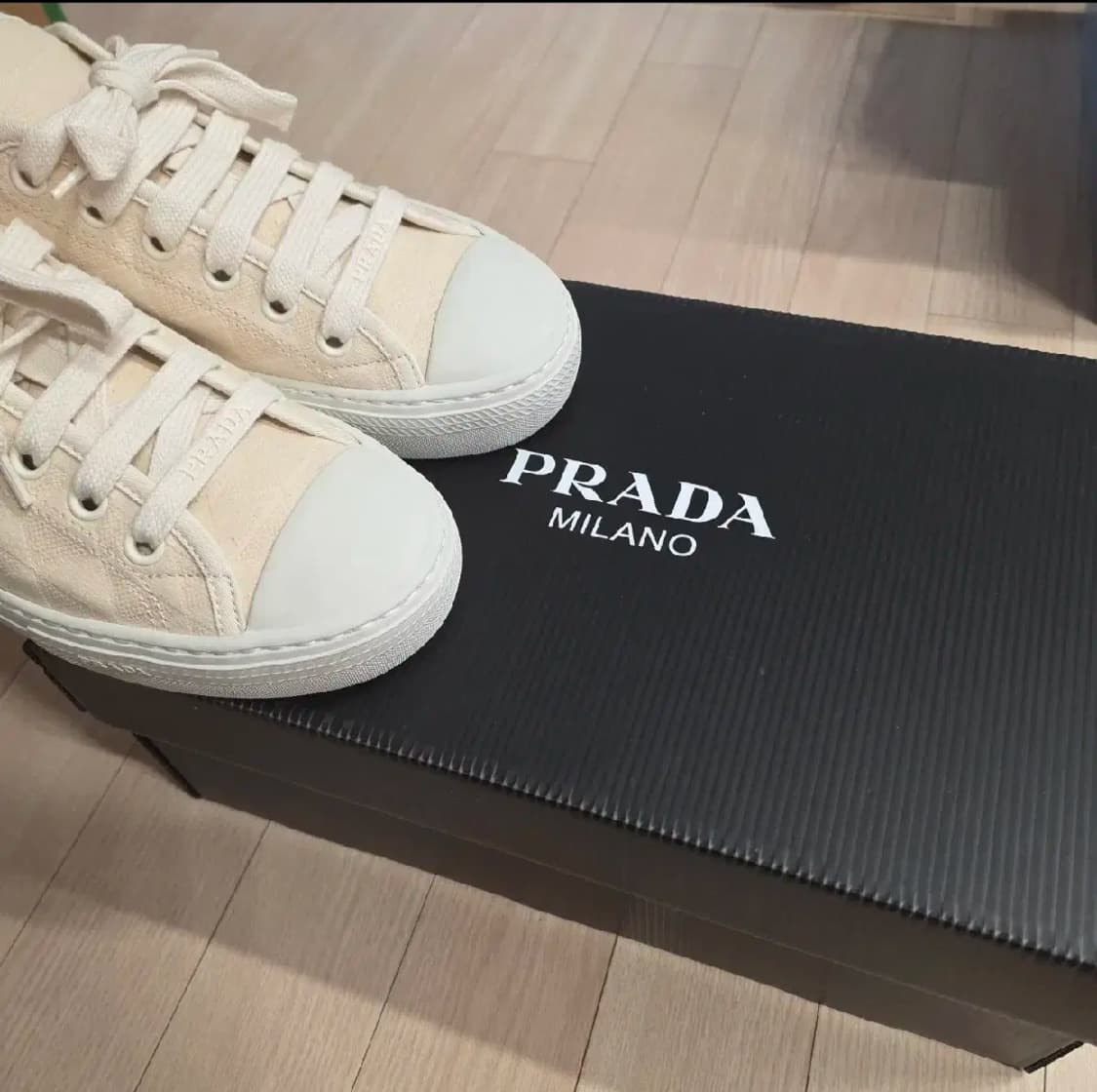 프라다 삼각로고 캔버스 로우탑 스니커즈 UK 9 사이즈 상품이미지6