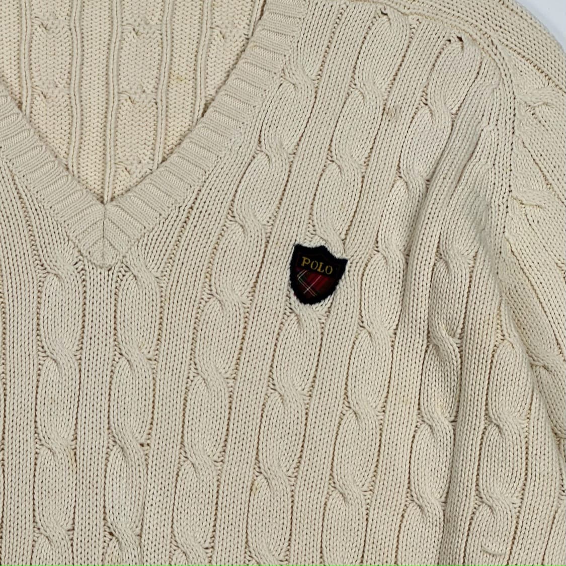 폴로 랄프로렌 올드 아카이브 브이넥 케이블 니트 M 상품이미지3