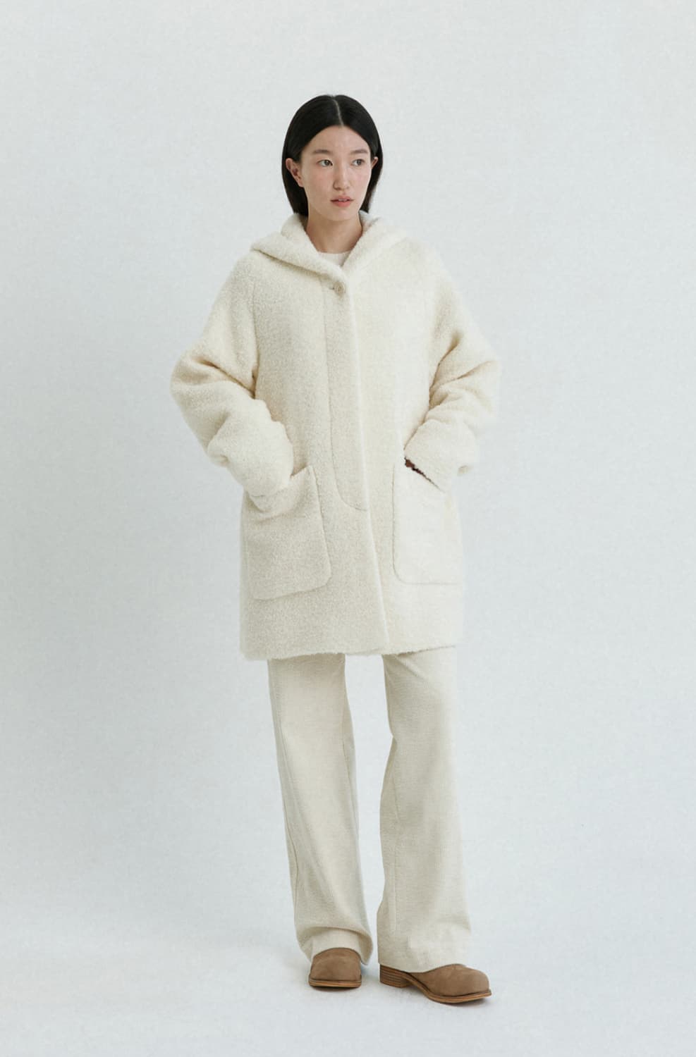 스프링크로커스 후디 하프코트 아이보리 상품이미지1