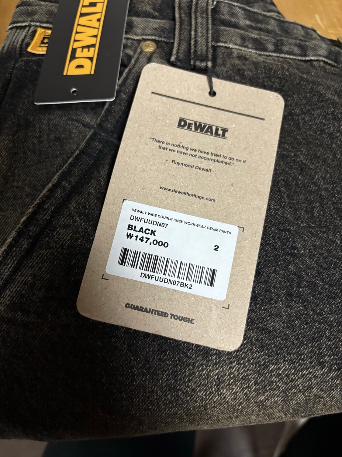 디월트 헤리티지 워크팬츠 블랙 2사이즈 상품이미지3