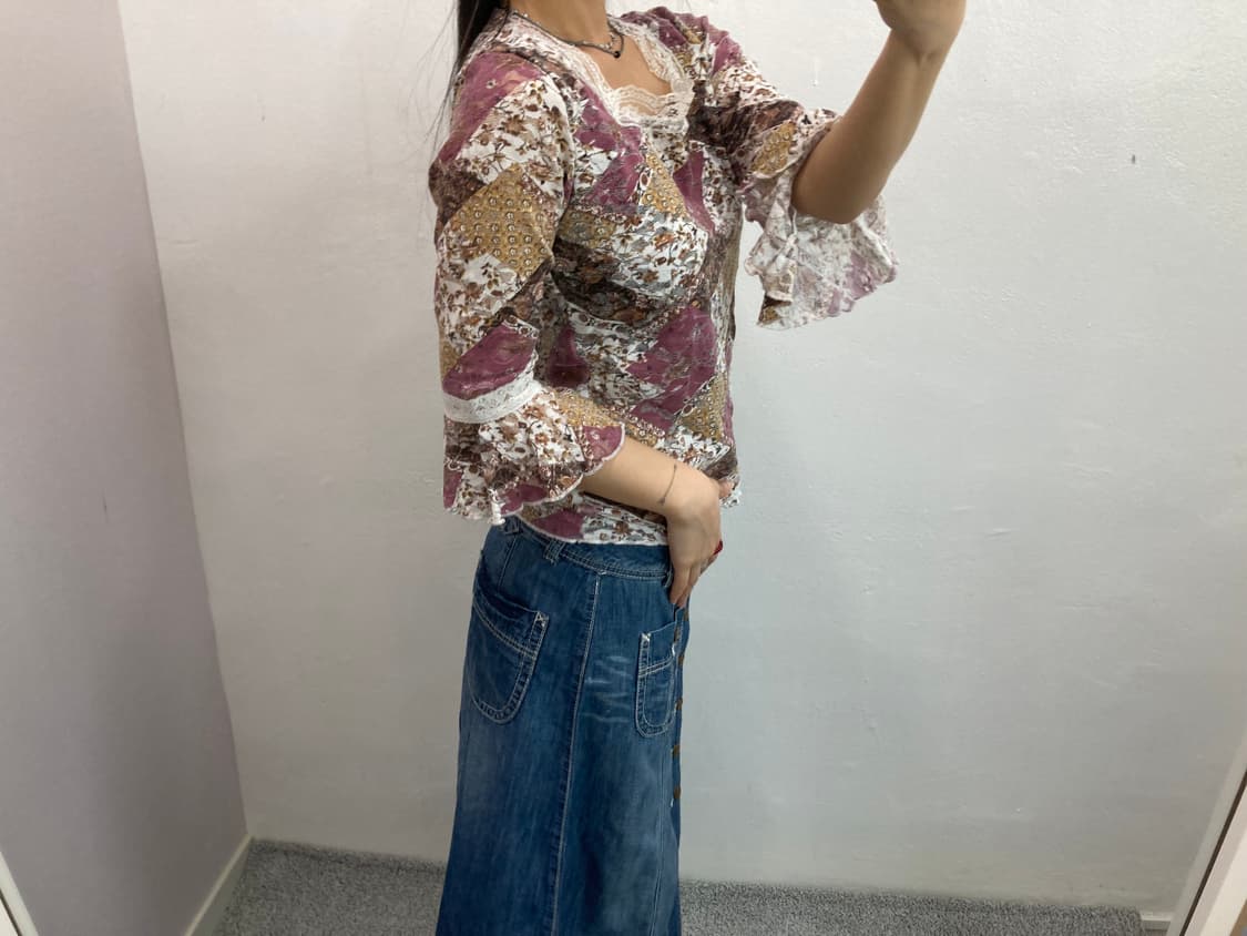플라워 패치워크 레이스 7부티셔츠 상품이미지2