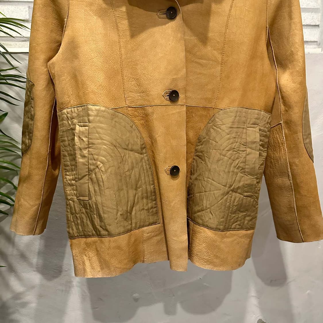 JPN VINTAGE 피치드 레더 자켓 리버시블 크랙 패턴 디테일 카멜 상품이미지9