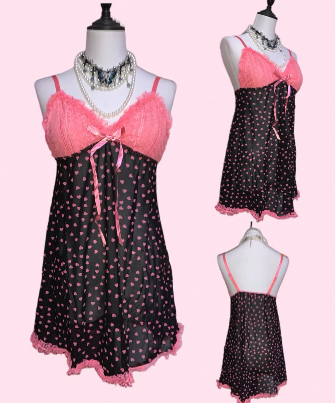 빈티지 갸루 Y2K 시스루 핑크 슬리브리스 상품이미지1