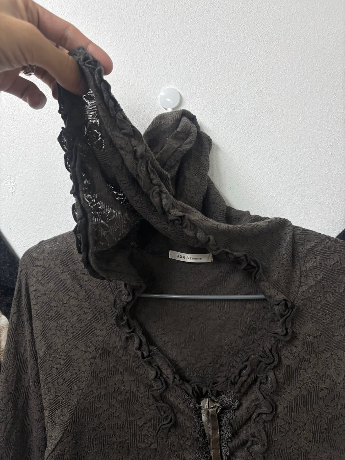 엑시즈팜 페어리 모리 그런지 프릴디테일 카키 후드 신팔 상품이미지2