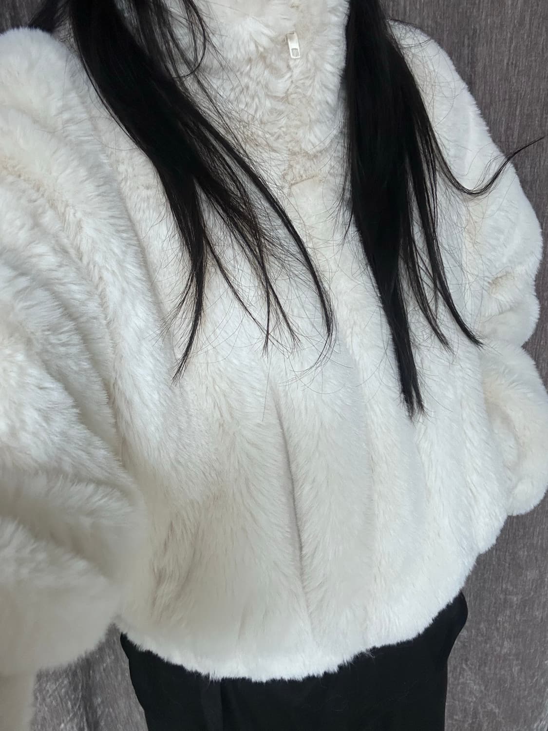 블랙업 세미크롭 퍼자켓 상품이미지4