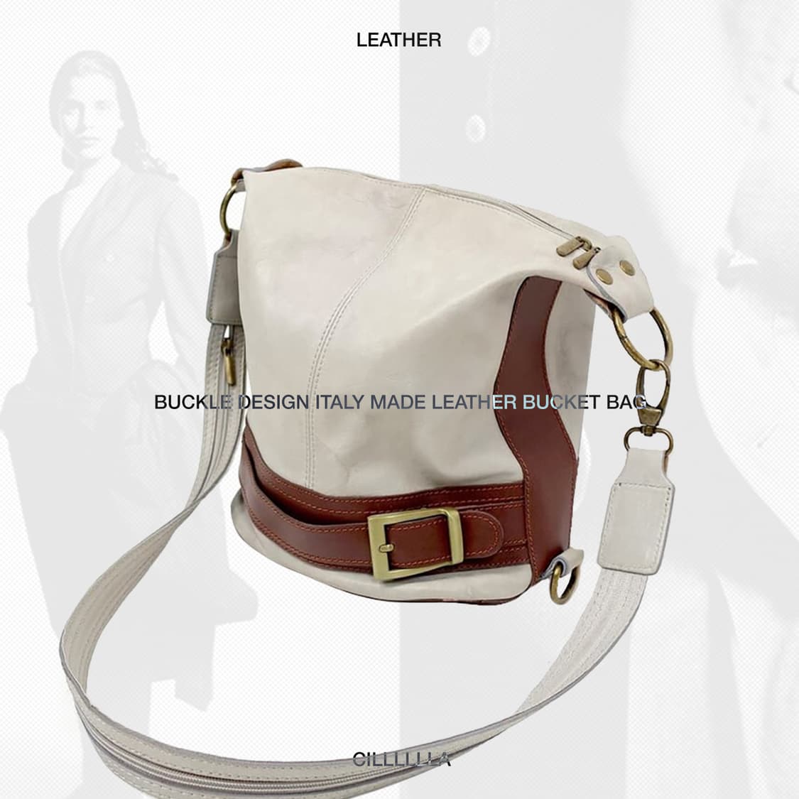 BUCKLE DESIGN 버클 디자인 레더 버킷백 상품이미지1