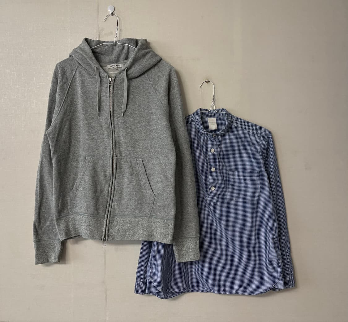 글로벌 워크 후드집업 , 둥근카라 남방 상품이미지1