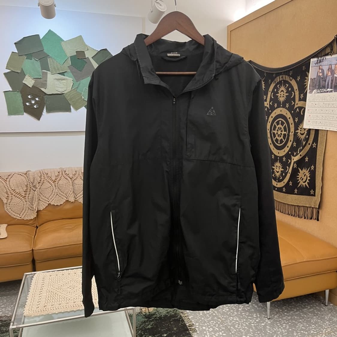 나이키 ACG 빈티지 캐주얼 스포티 올블랙 바람막이 자켓 L C12602 상품이미지3