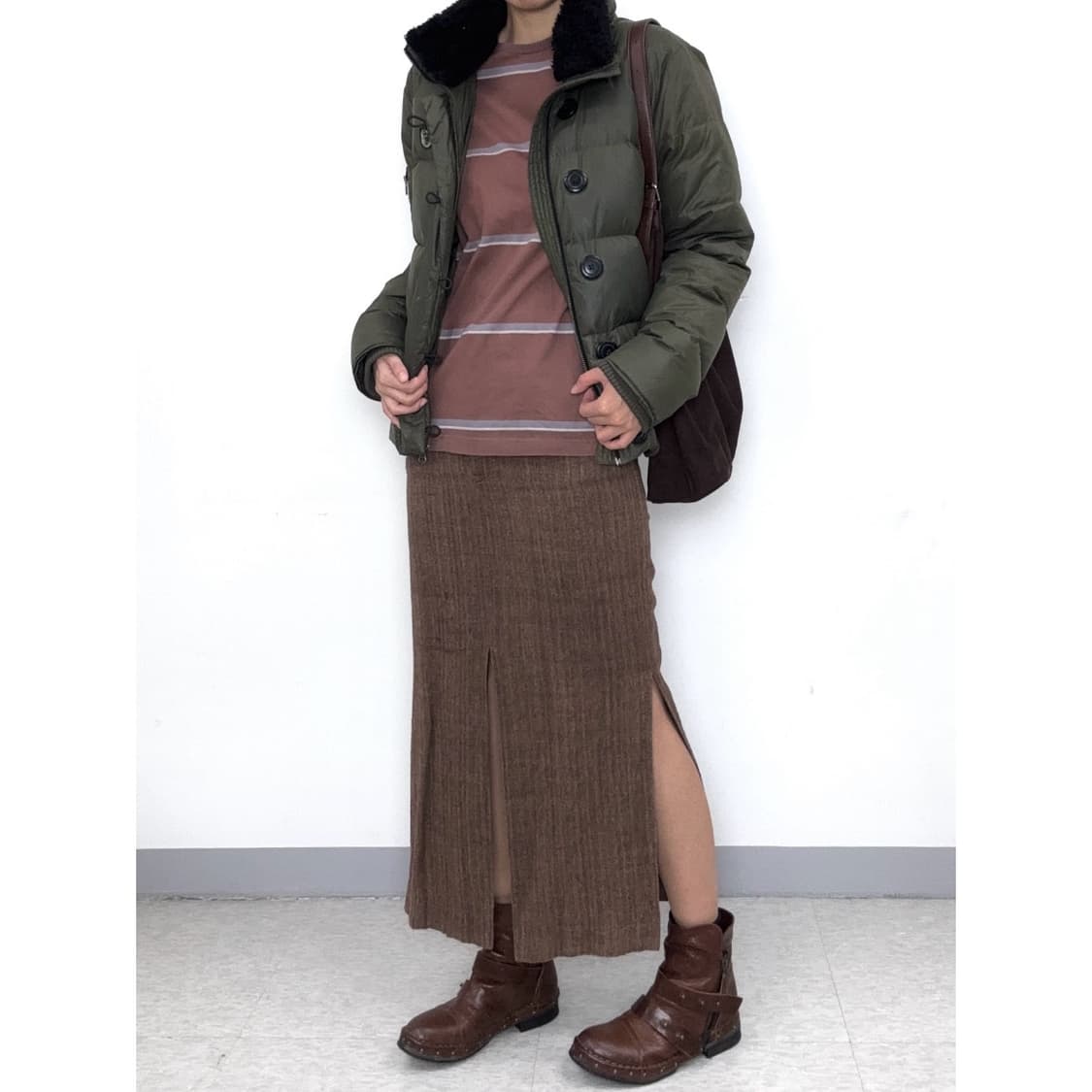 빈티지 카키 덕다운 패딩 점퍼 상품이미지5