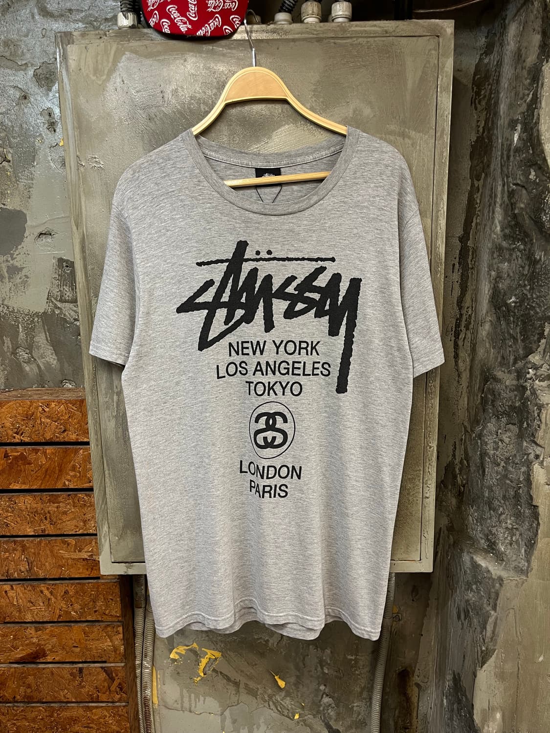 스투시 월드투어 반팔티 그레이 M #csz379 상품이미지1