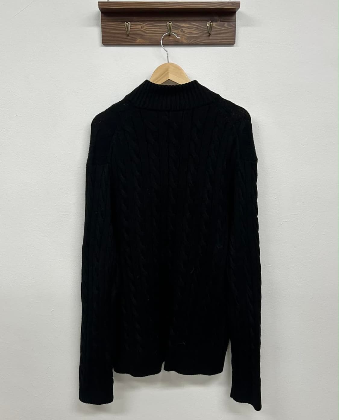 폴로 랄프로렌 케이블 니트 블랙 반집업 (XXL) 상품이미지2