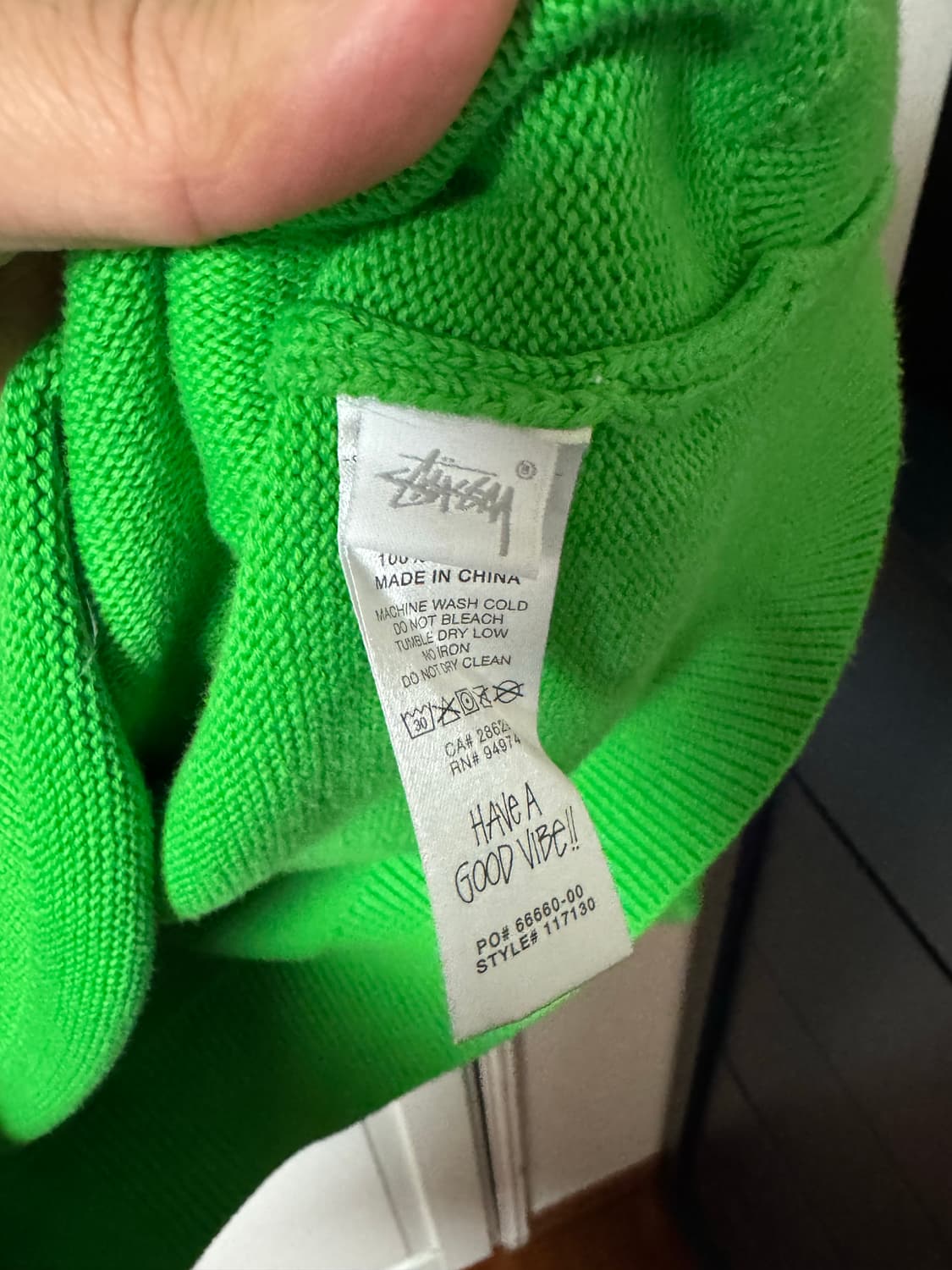 스투시 벤트 크라운 니트 라임 XL 상품이미지4