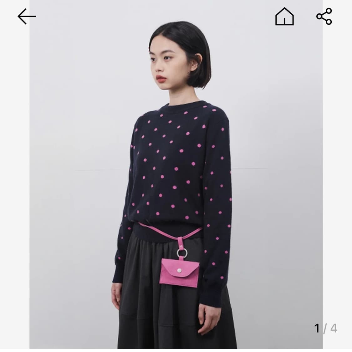 오헤시오 CASHMERE DOT KNIT, NAVY PINK 상품이미지1