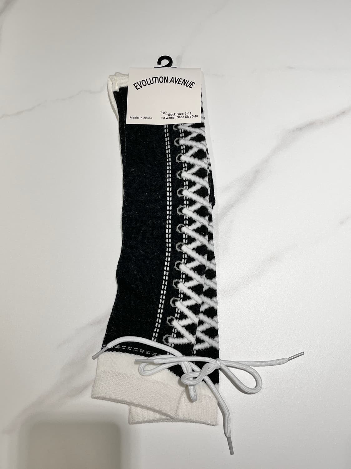 레이스업 블랙 양말 유니크 니삭스 상품이미지1