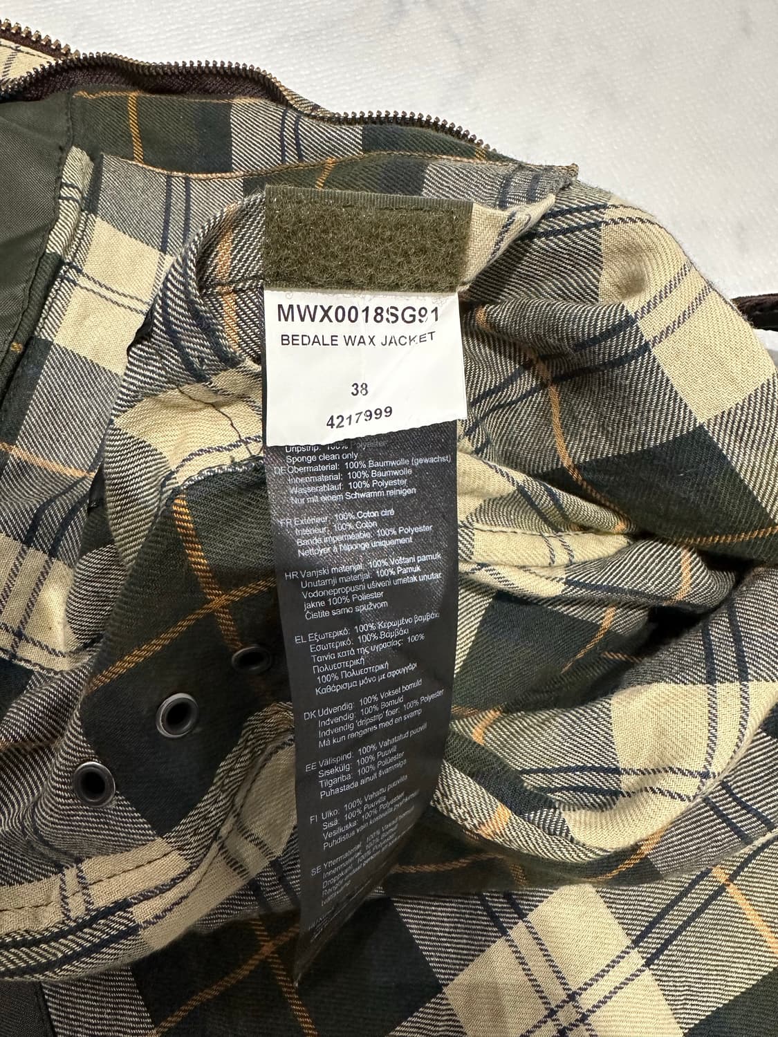 바버 비데일 왁스 자켓 세이지 38 사이즈 상품이미지6