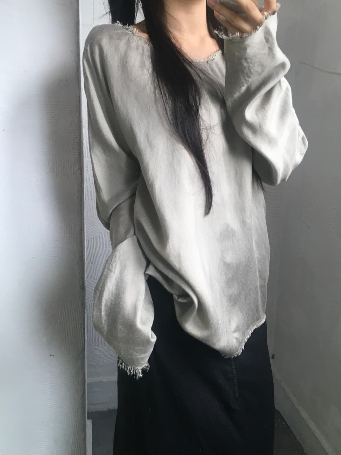 MM6 메종 마르지엘라 레이온 언발 블라우스 상품이미지1