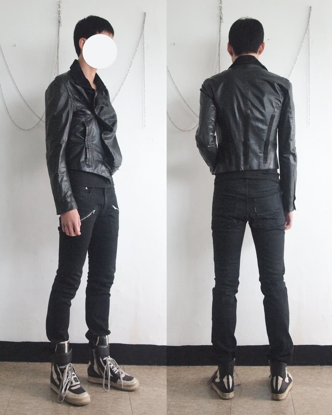 rare* 앤드뮐미스터 12AW asymmetric 드레이프 레더자켓 상품이미지2