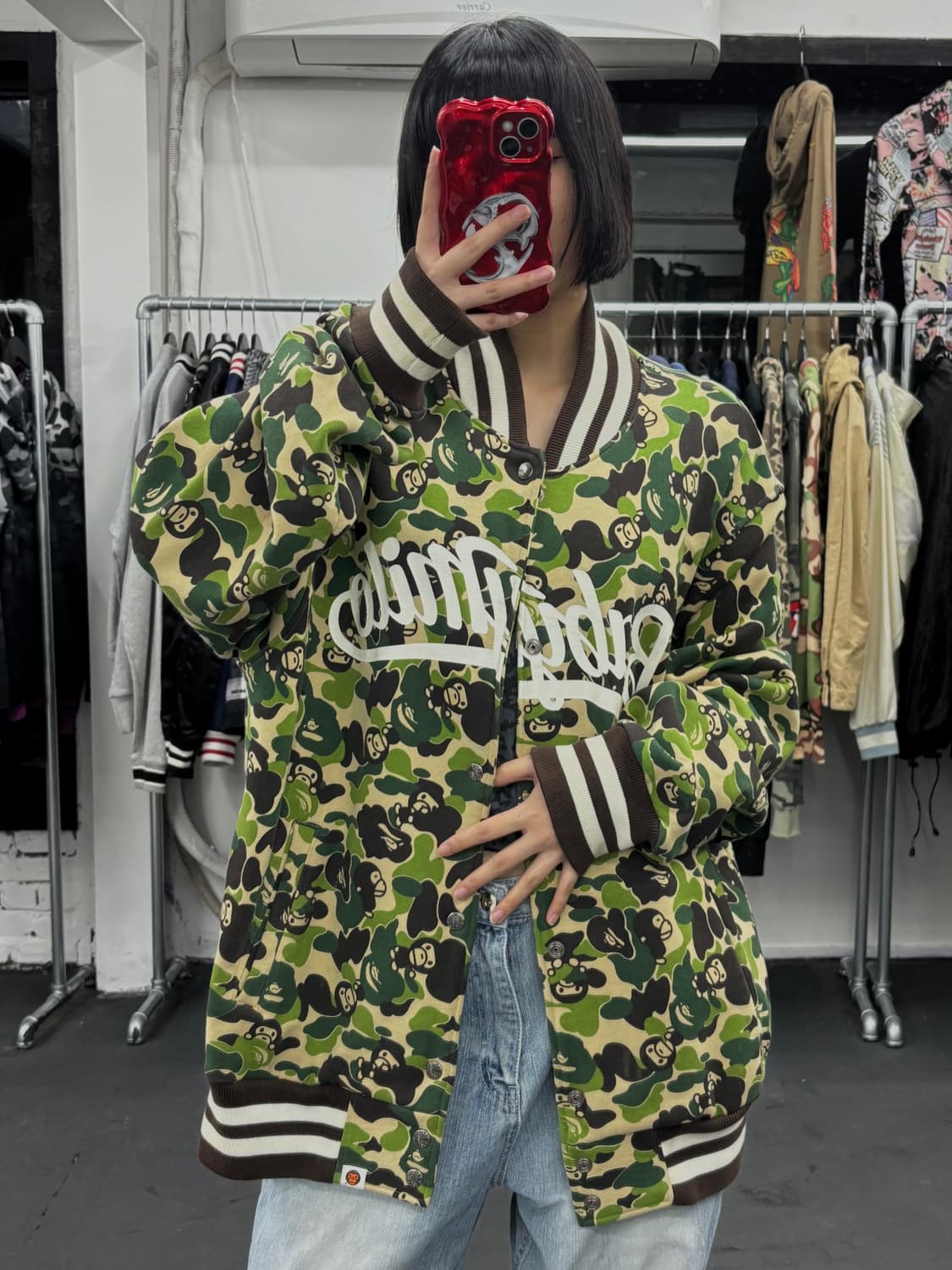 베이프 베이비 마일로 카모 바시티 자켓 상품이미지4