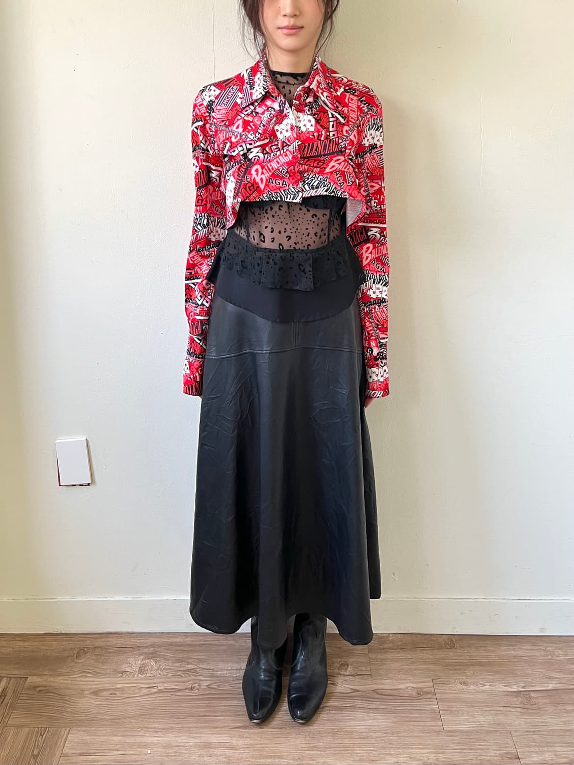 19ss 발렌시아가 울 오버 로고 프린트 셔츠 상품이미지8