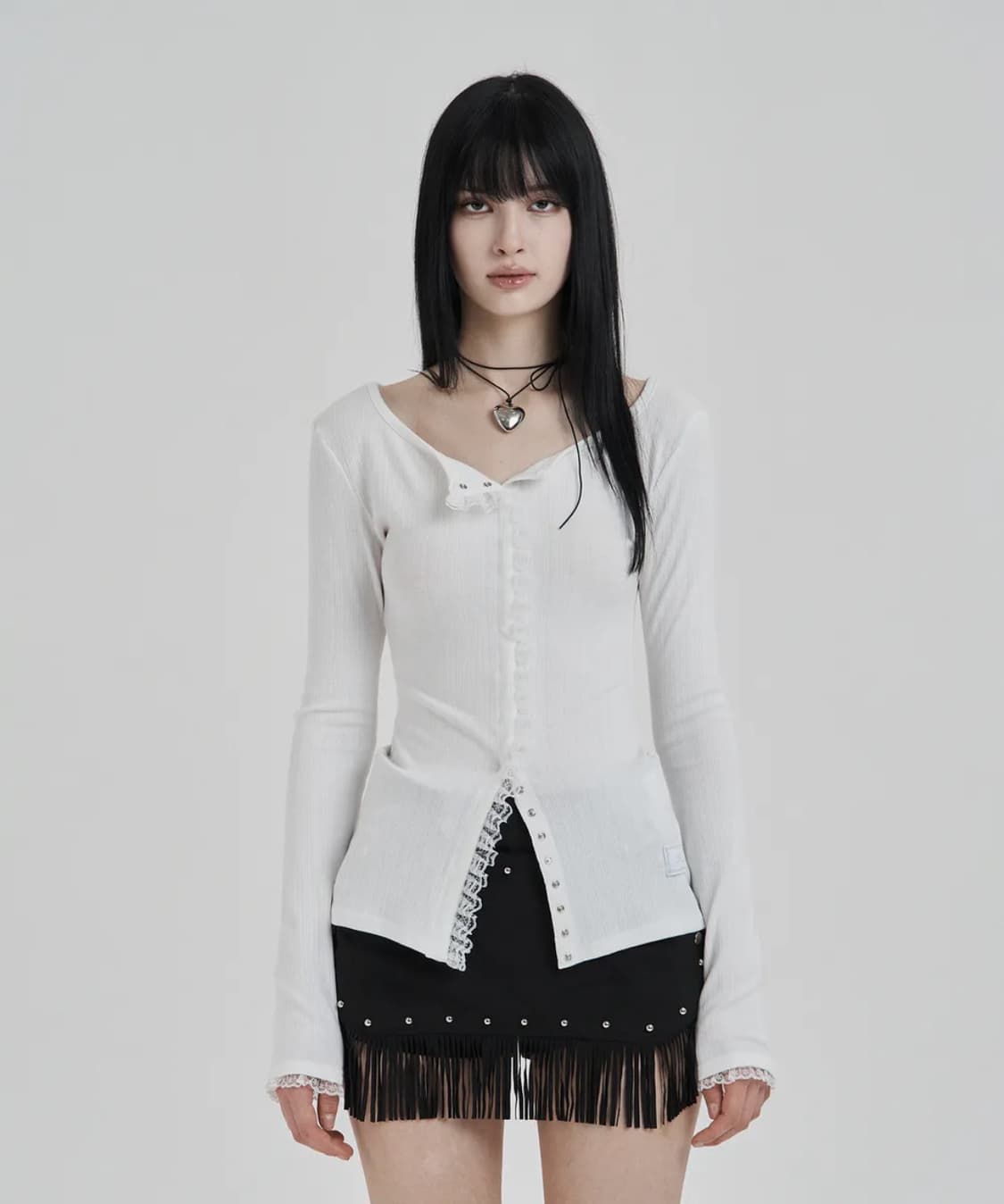 일리오 white my one lace trim cardigan  상품이미지2