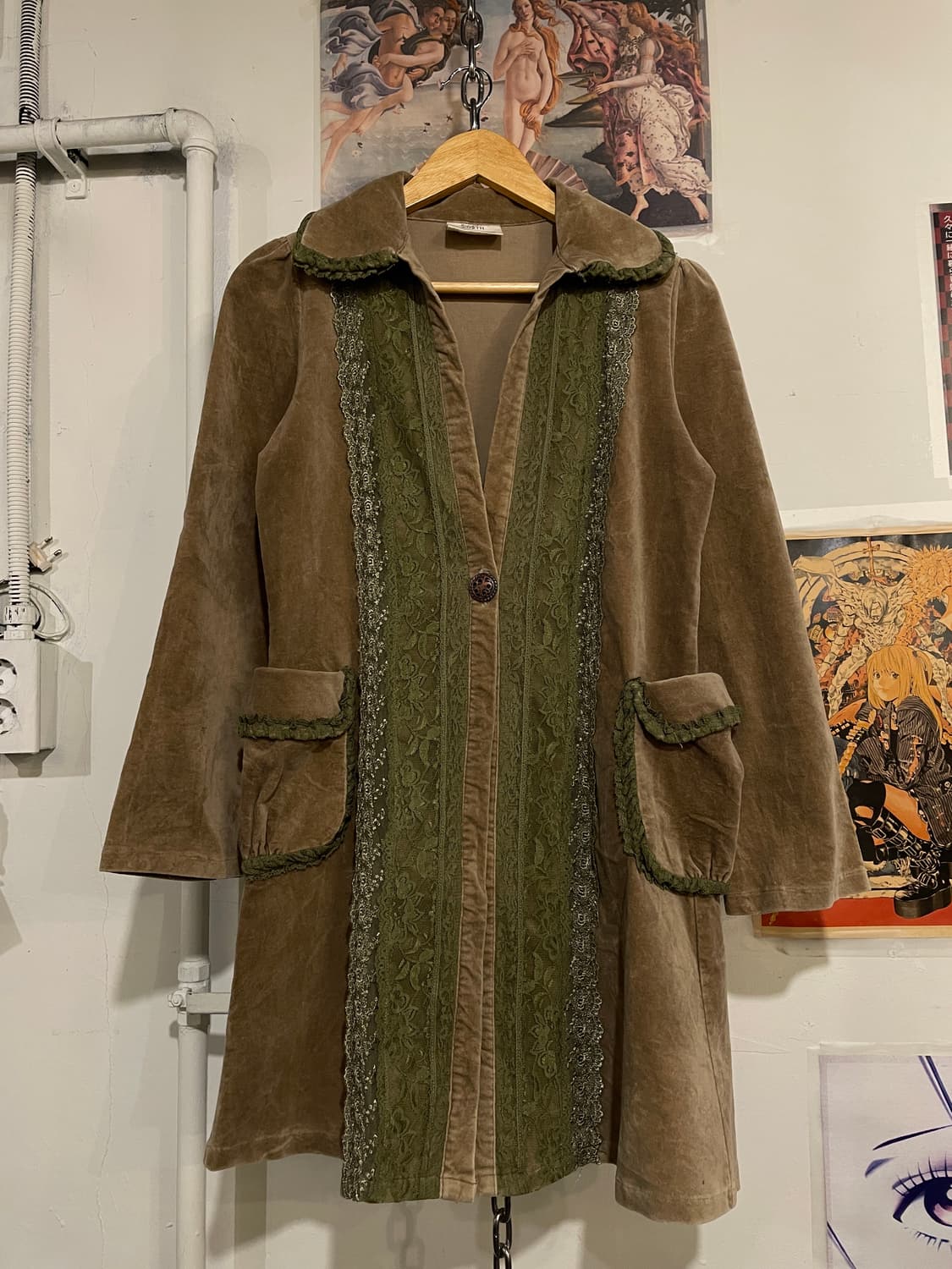 페어리 그린 레이스 음각 버튼 브라운 자켓 y2k 상품이미지3