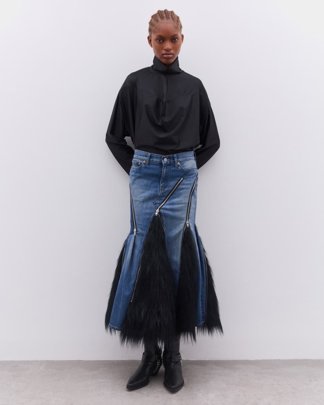 Junya Watanabe 2025 fur skirt 블랙 (S) 상품이미지4